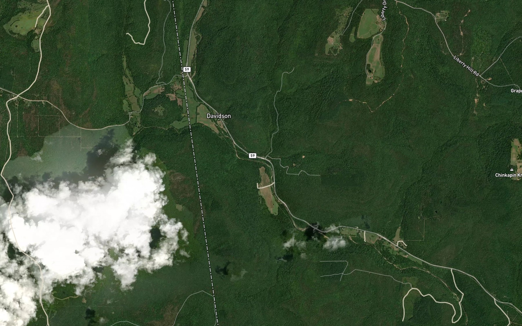 Satellite map of the Whizzen Hollow Creek