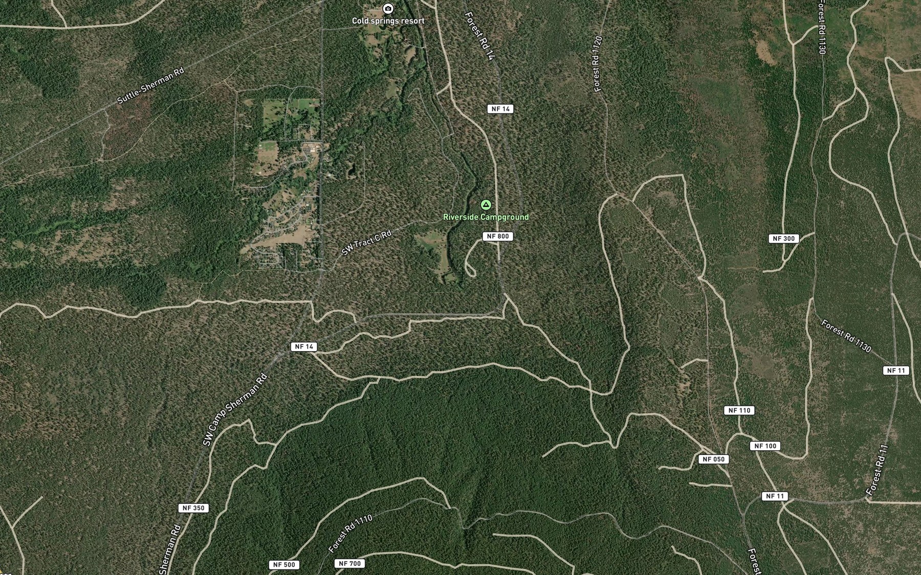 Satellite map of the Metolius Spring