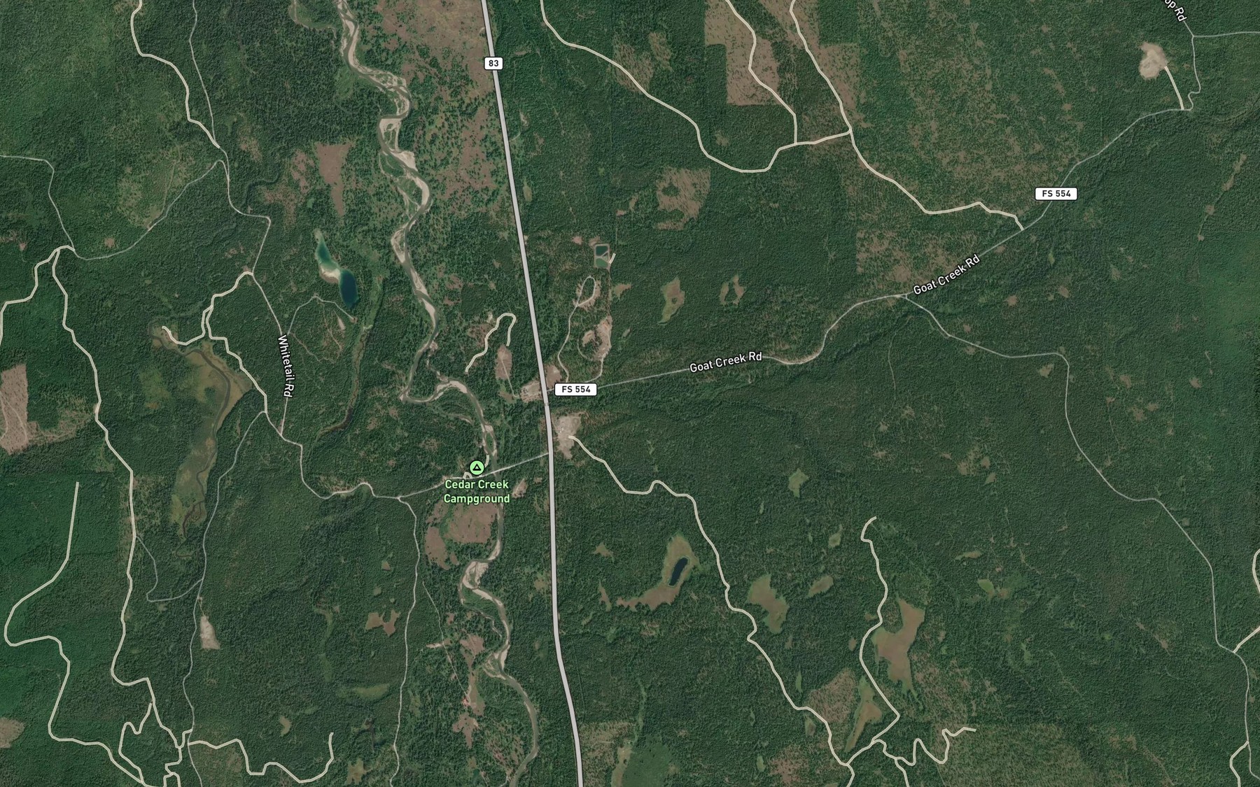 Satellite map of the Squeezer Creek