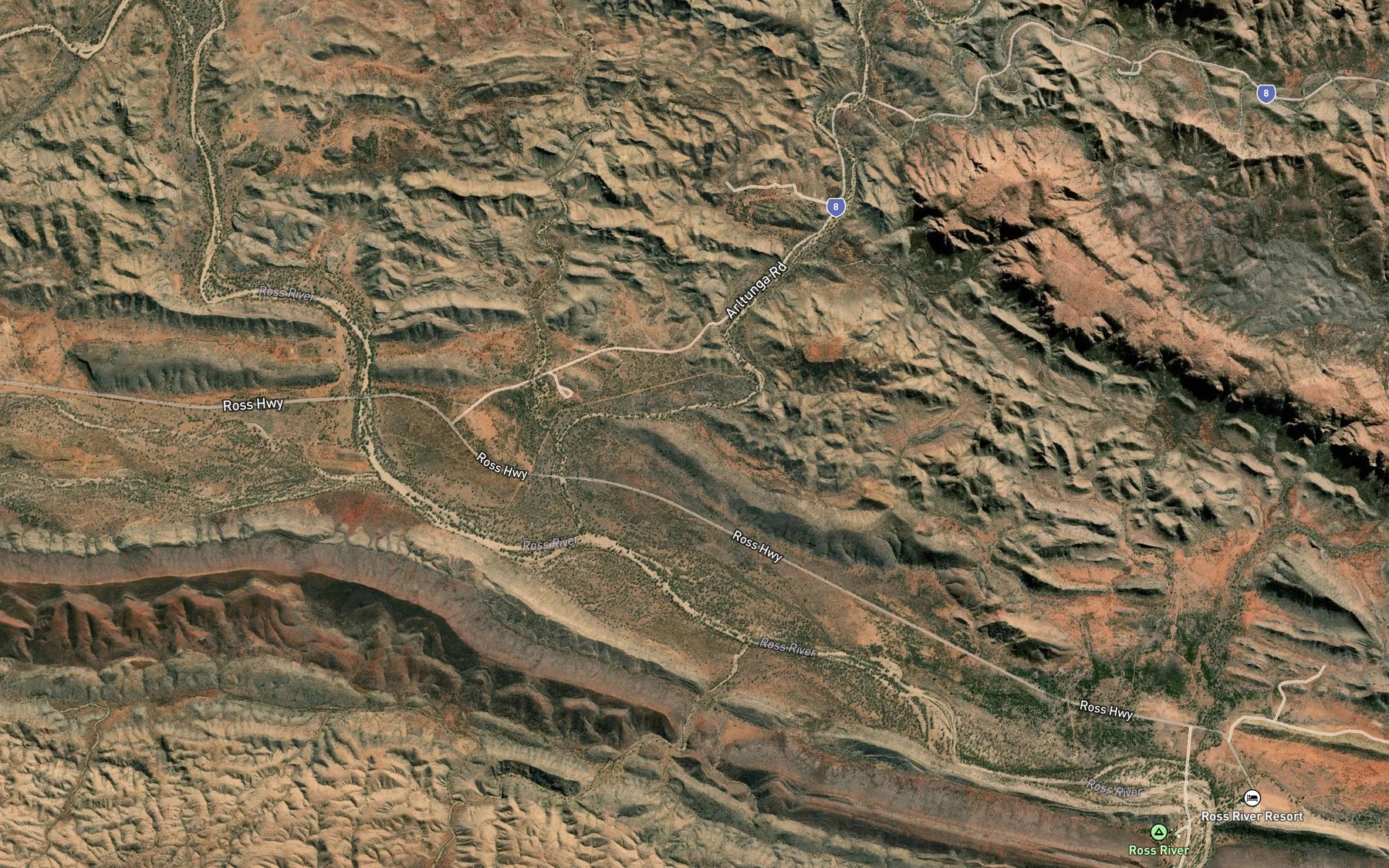 Satellite map of the Bitter Springs Creek
