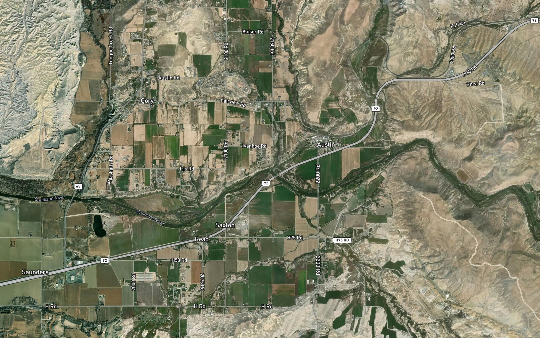 Satellite map of the Cedar Run