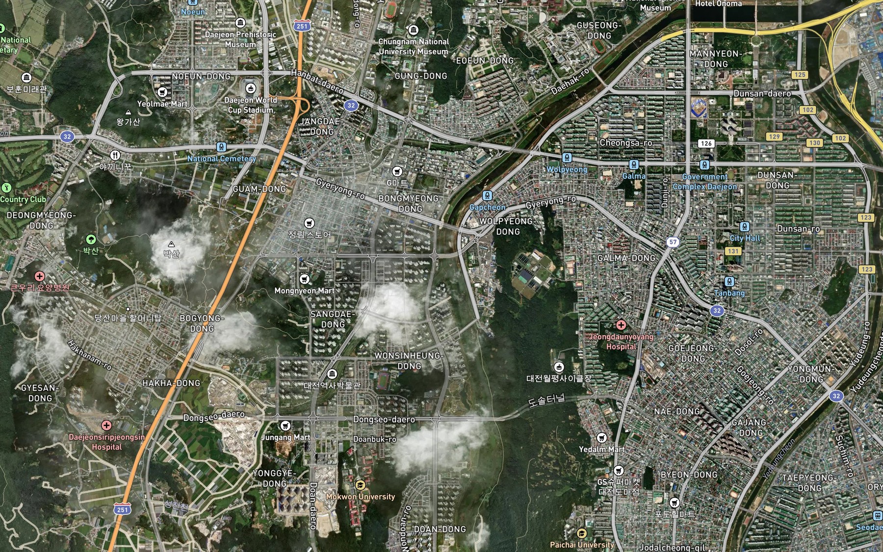 Satellite map of the Hwasancheon