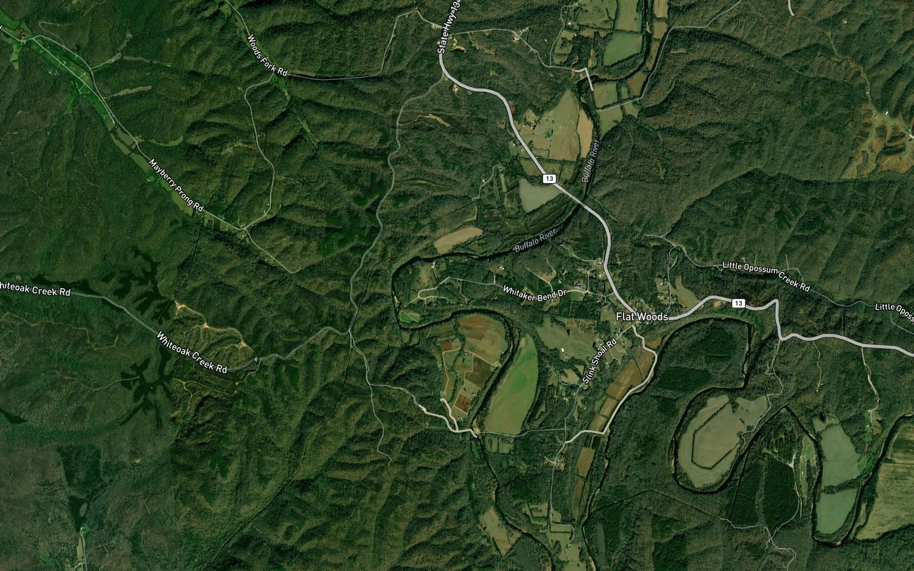 Satellite map of the Whitaker Bend