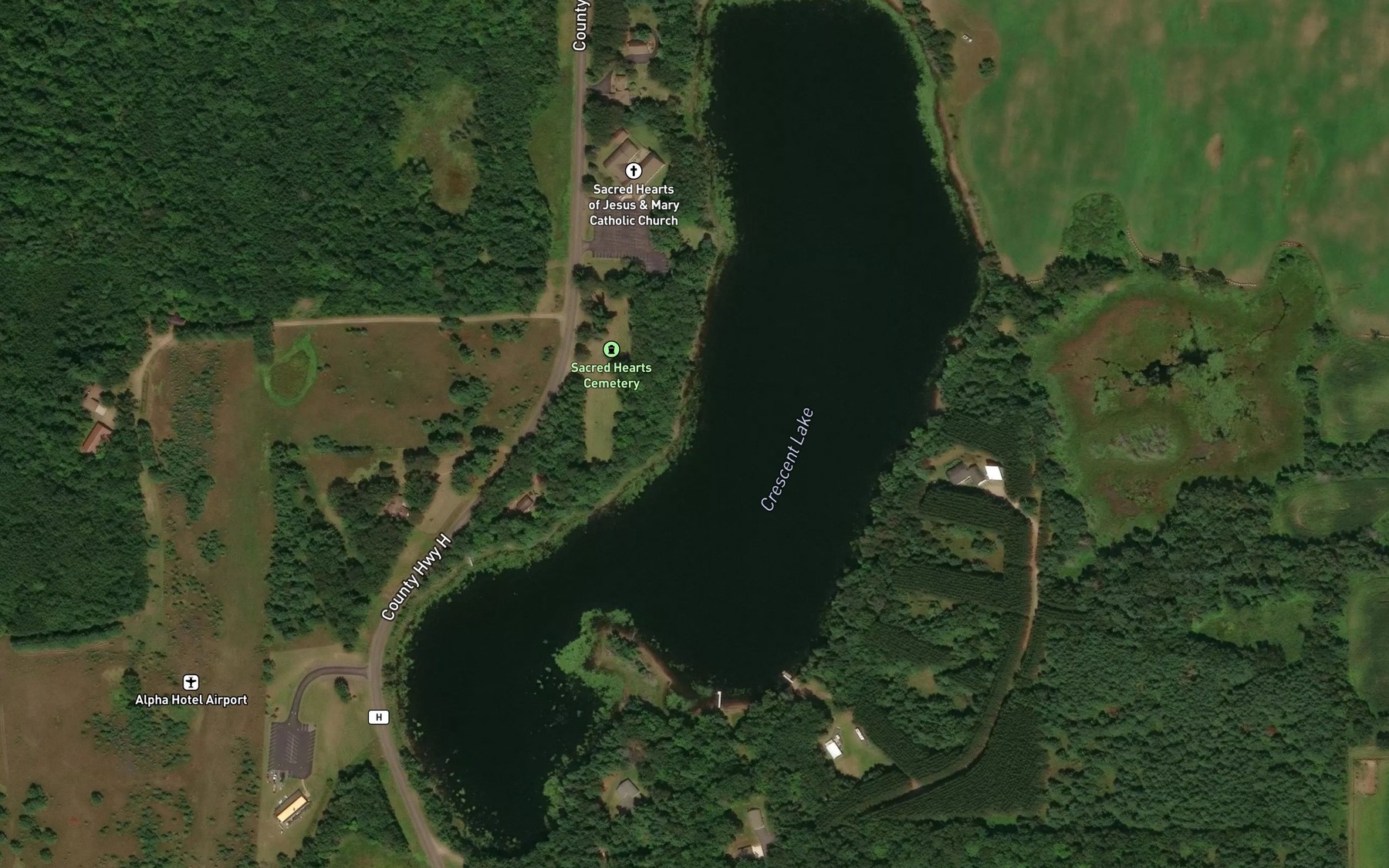 Satellite map of the Crescent Lake