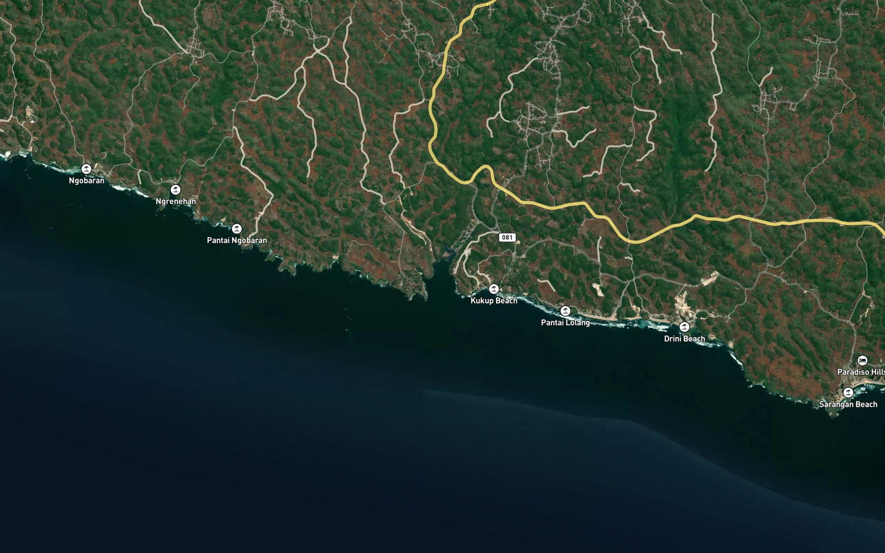 Satellite map of the Teluk Baron