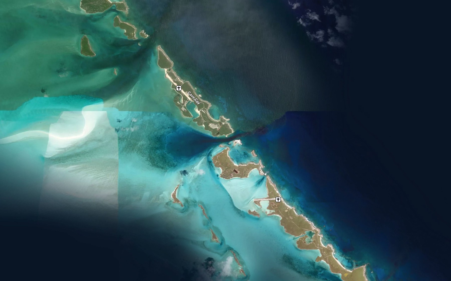 Satellite map of the Cave Cay Cut