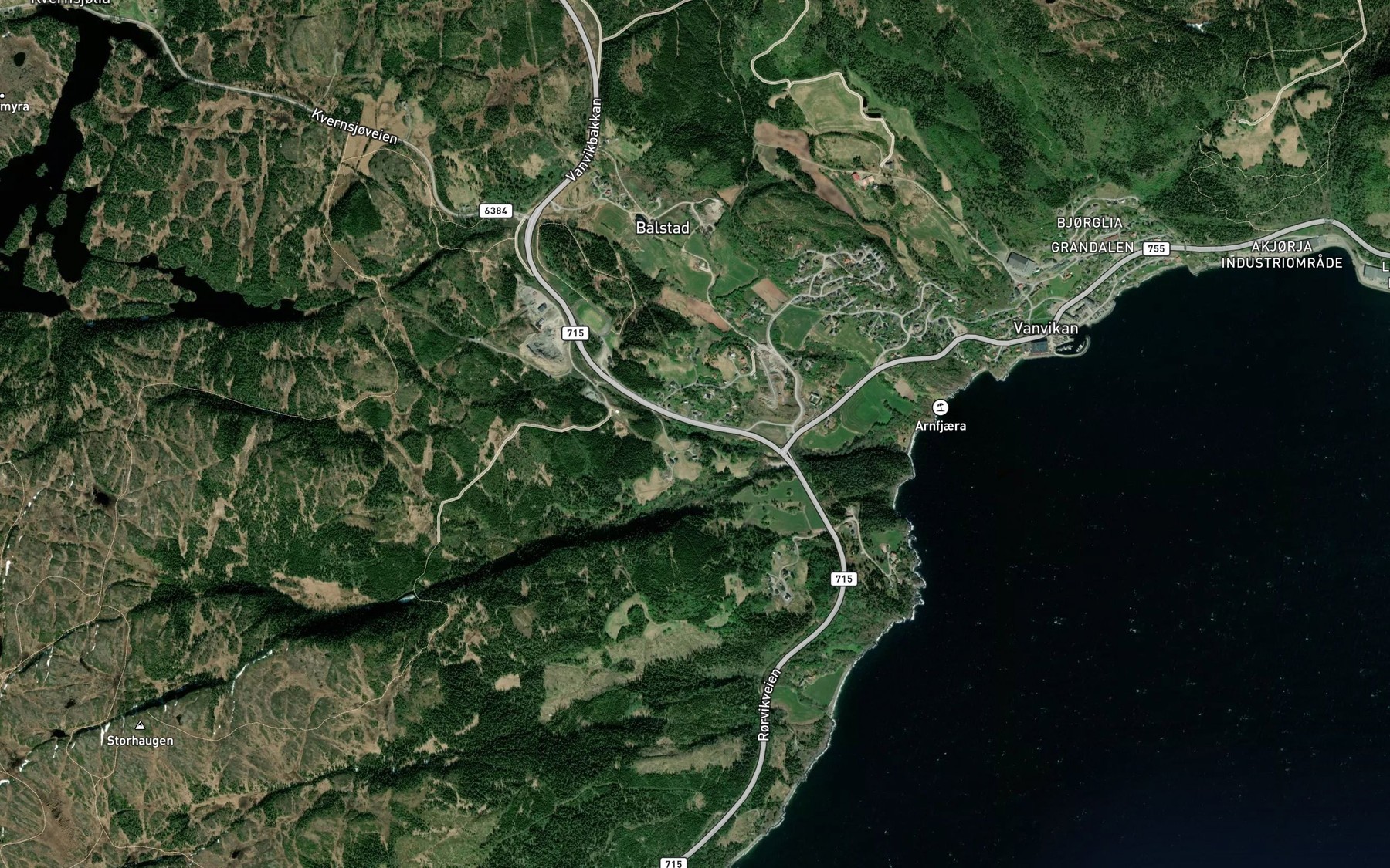 Satellite map of the Bjellkudalsbekken