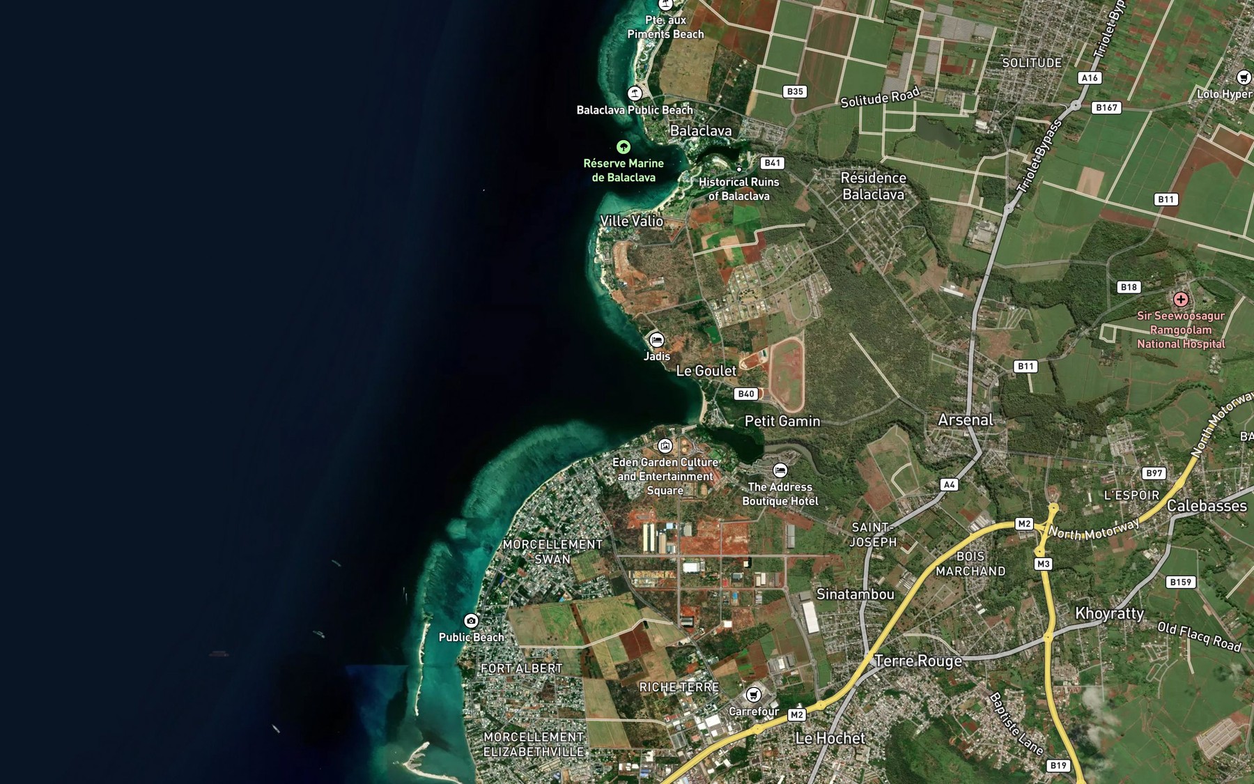 Satellite map of the River du Tombeau