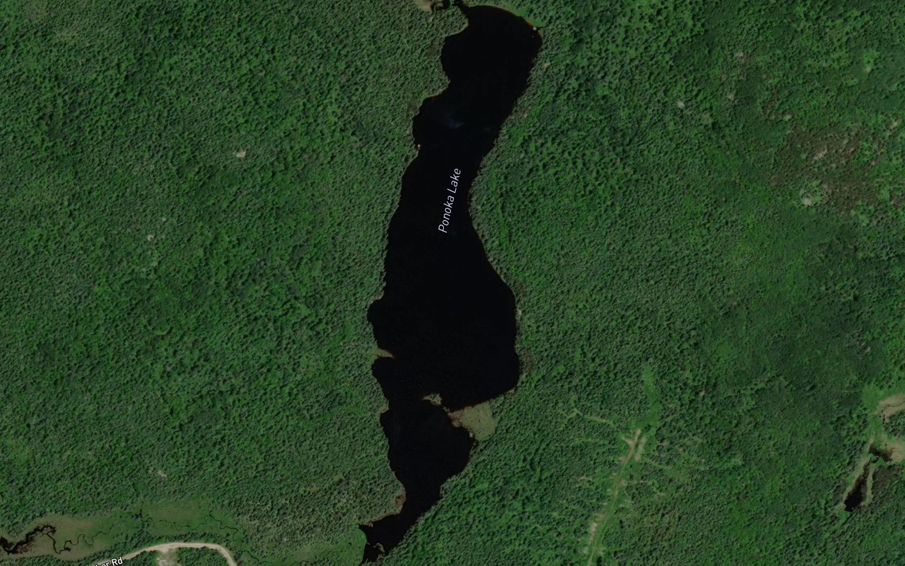 Satellite map of the Ponoka Lake