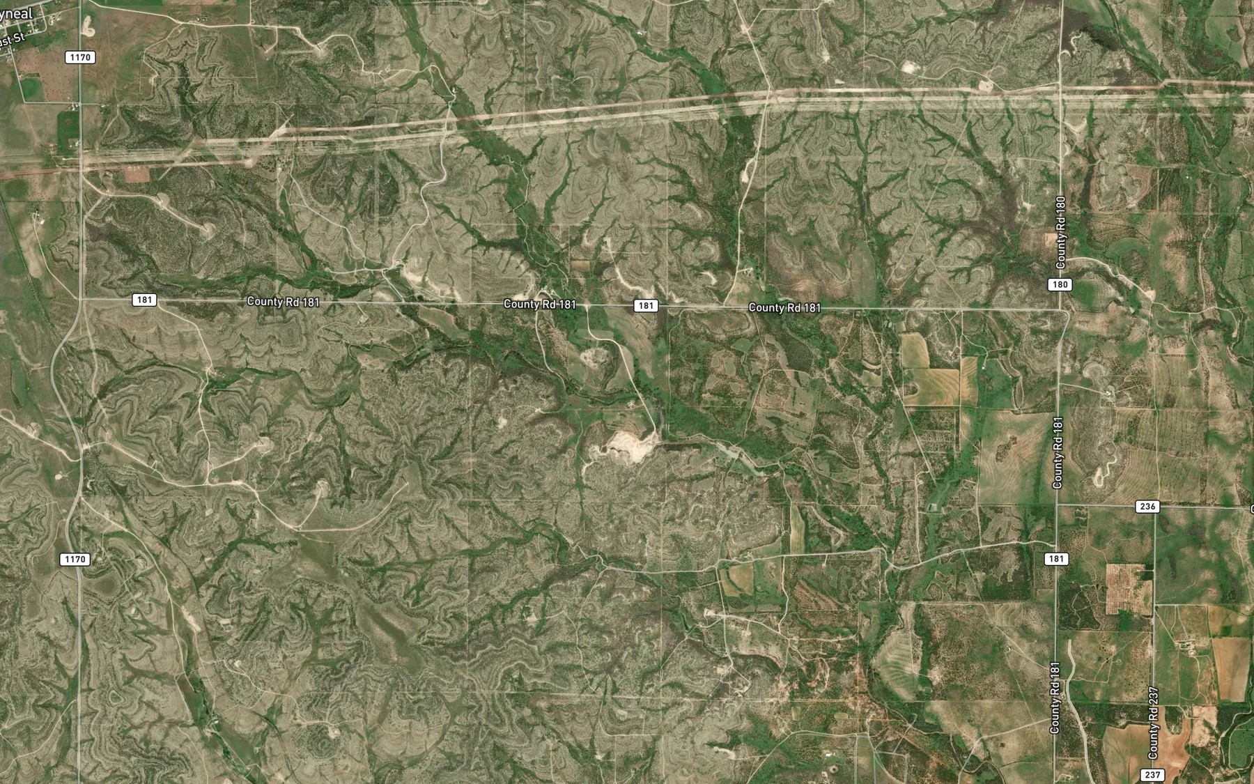 Satellite map of the Brushy Robertson Creek