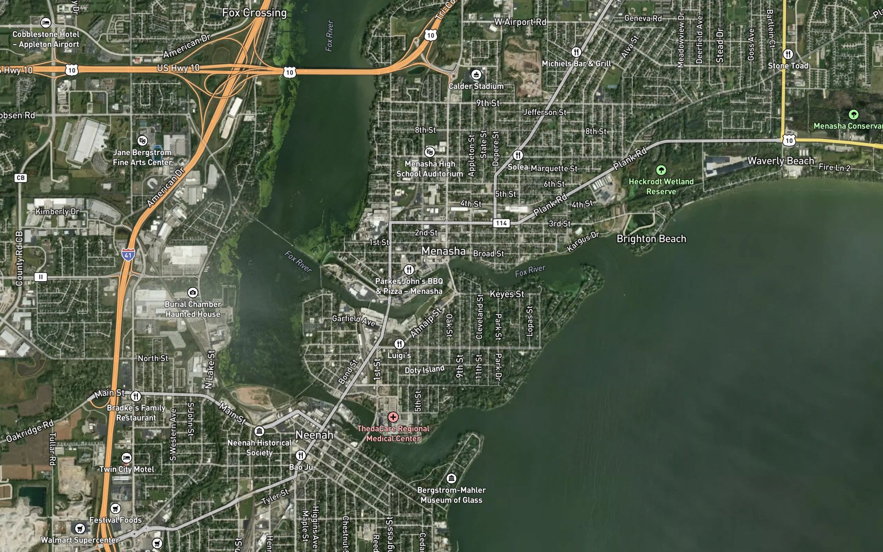 Satellite map of the Lake Winnebago 6124