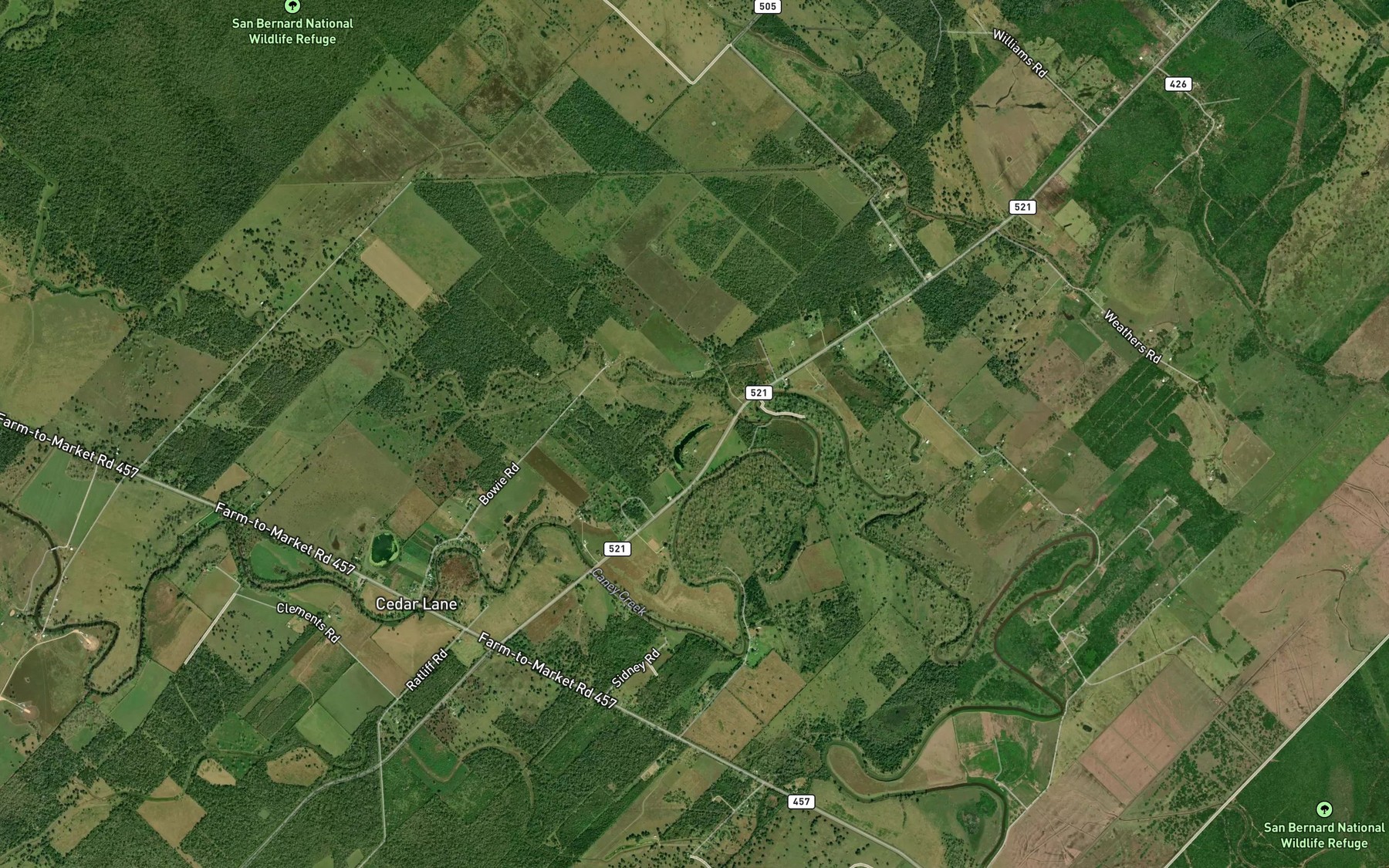 Satellite map of the Cannon Lake