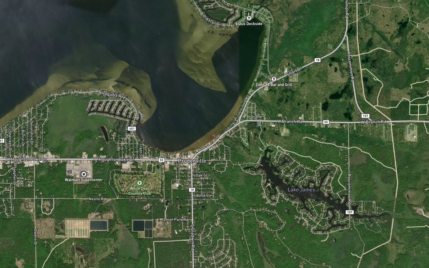Satellite map of the Denton Creek