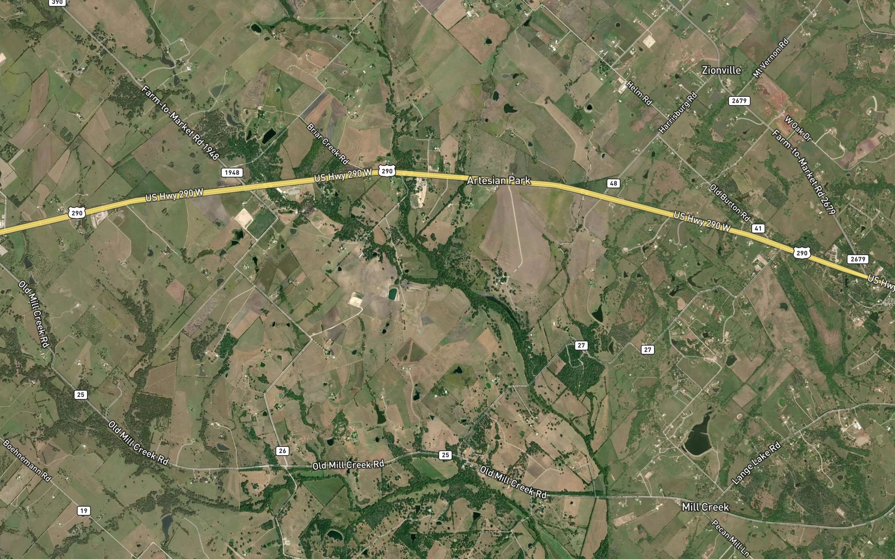Satellite map of the Sheppard Creek