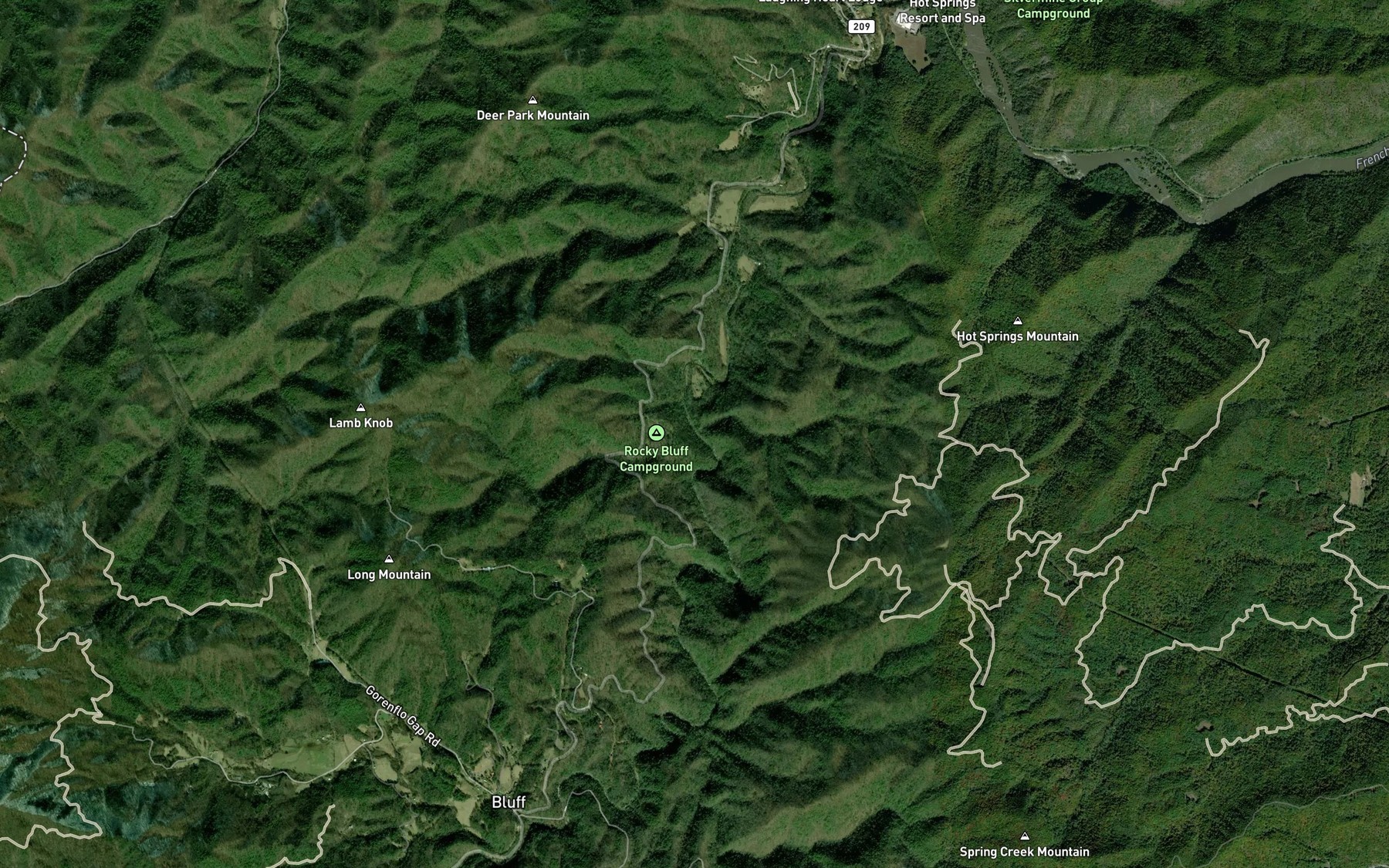 Satellite map of the Squirrel Branch