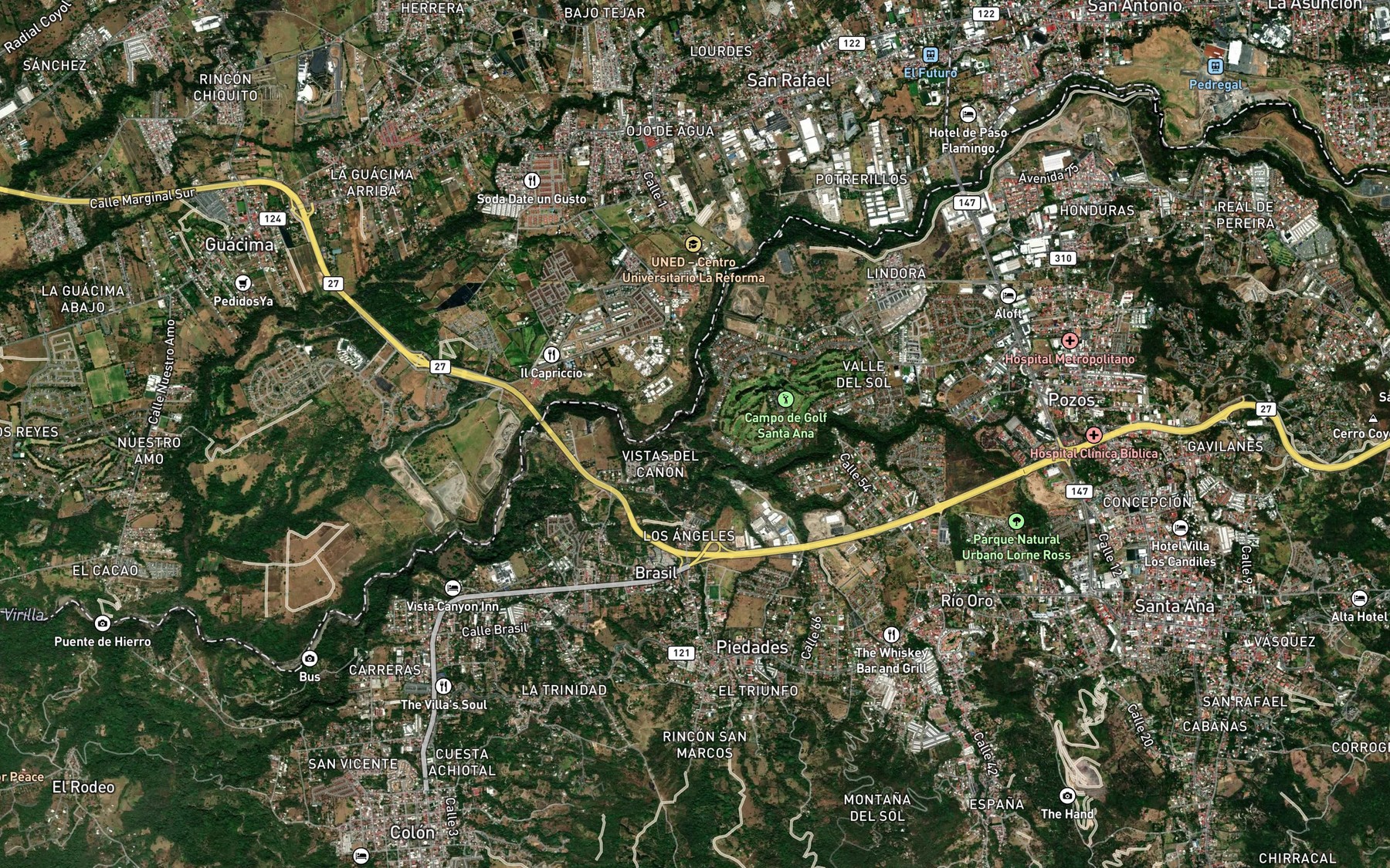 Satellite map of the Quebrada Pilas