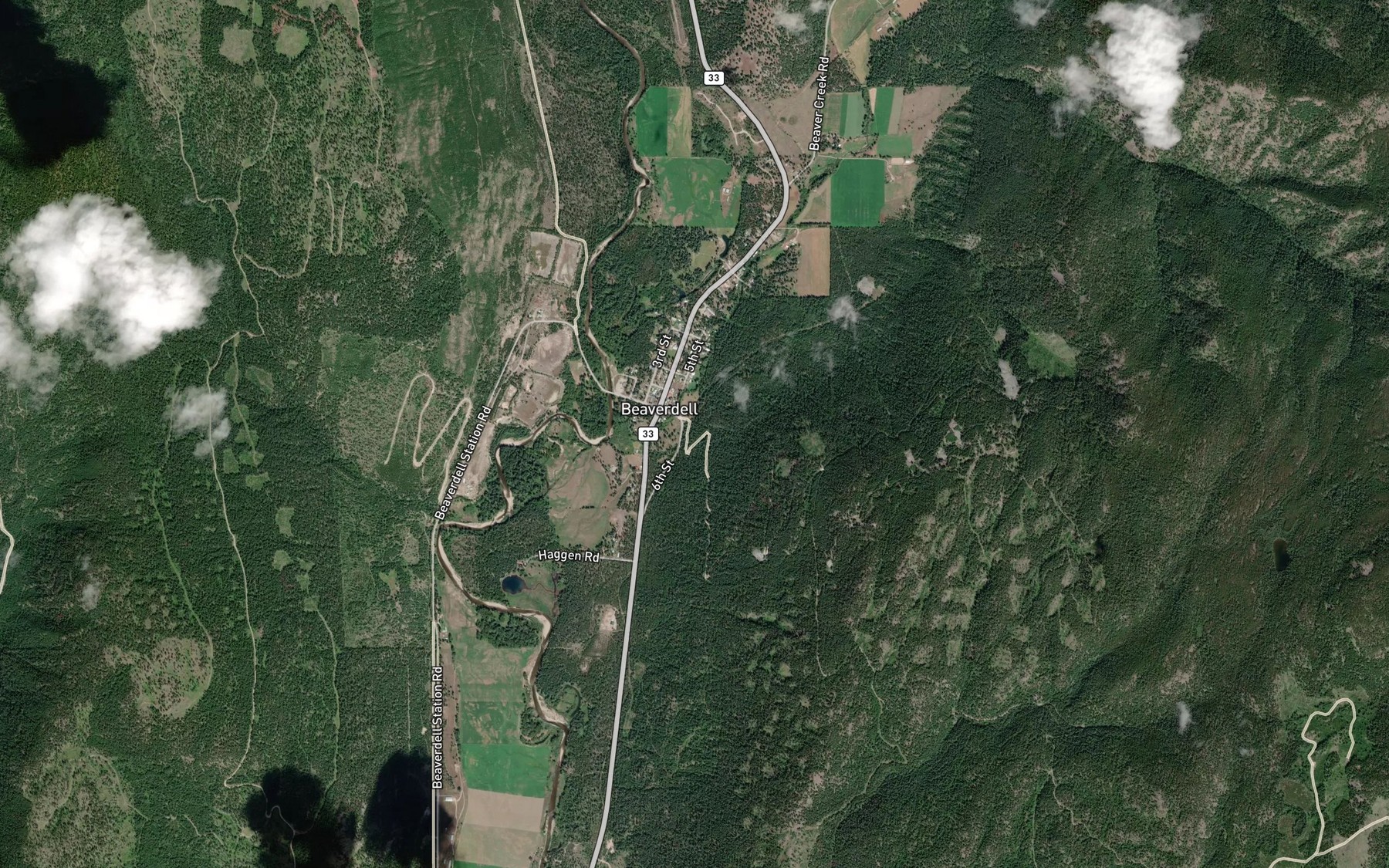 Satellite map of the Wallace Creek