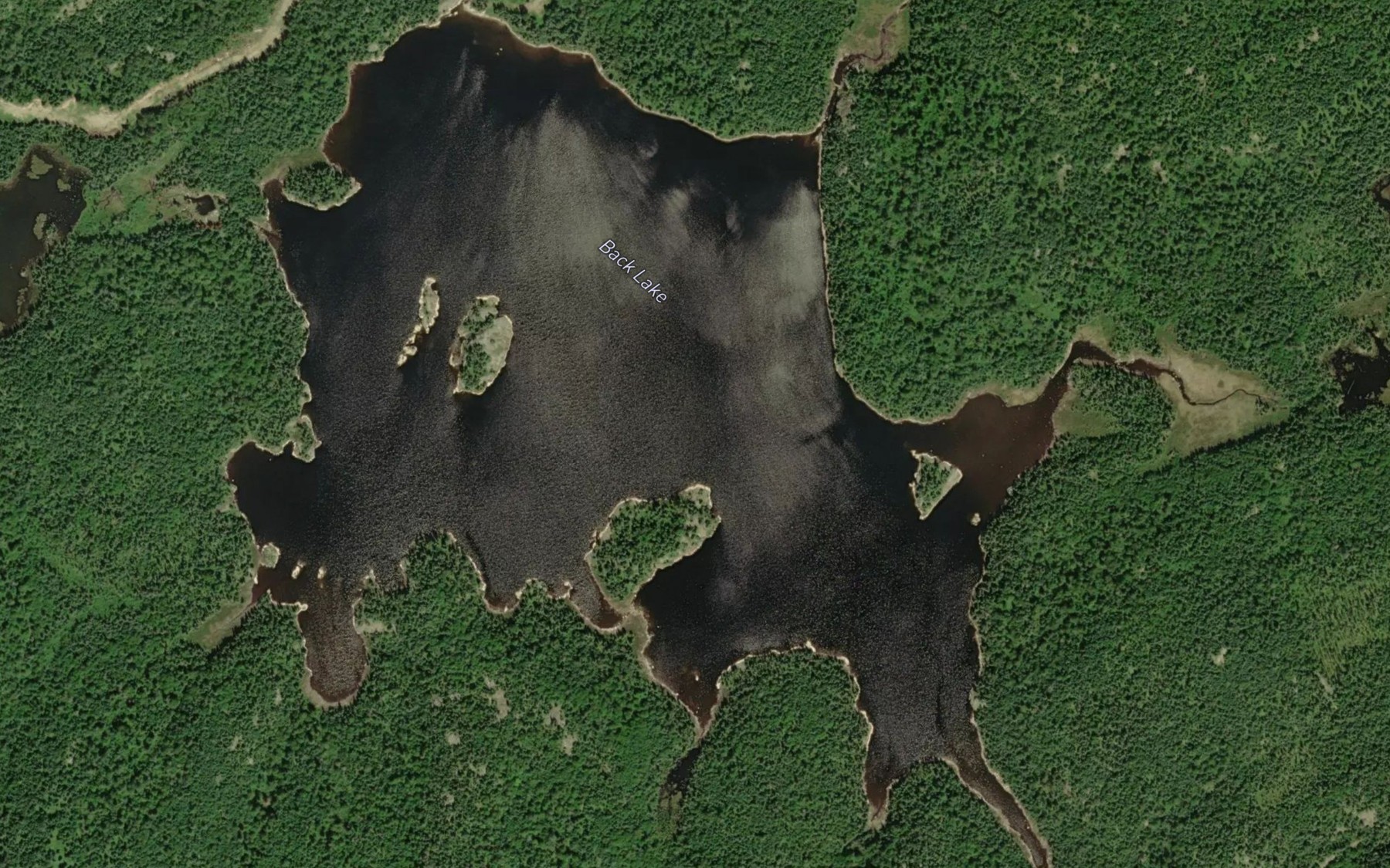 Satellite map of the Back Lake
