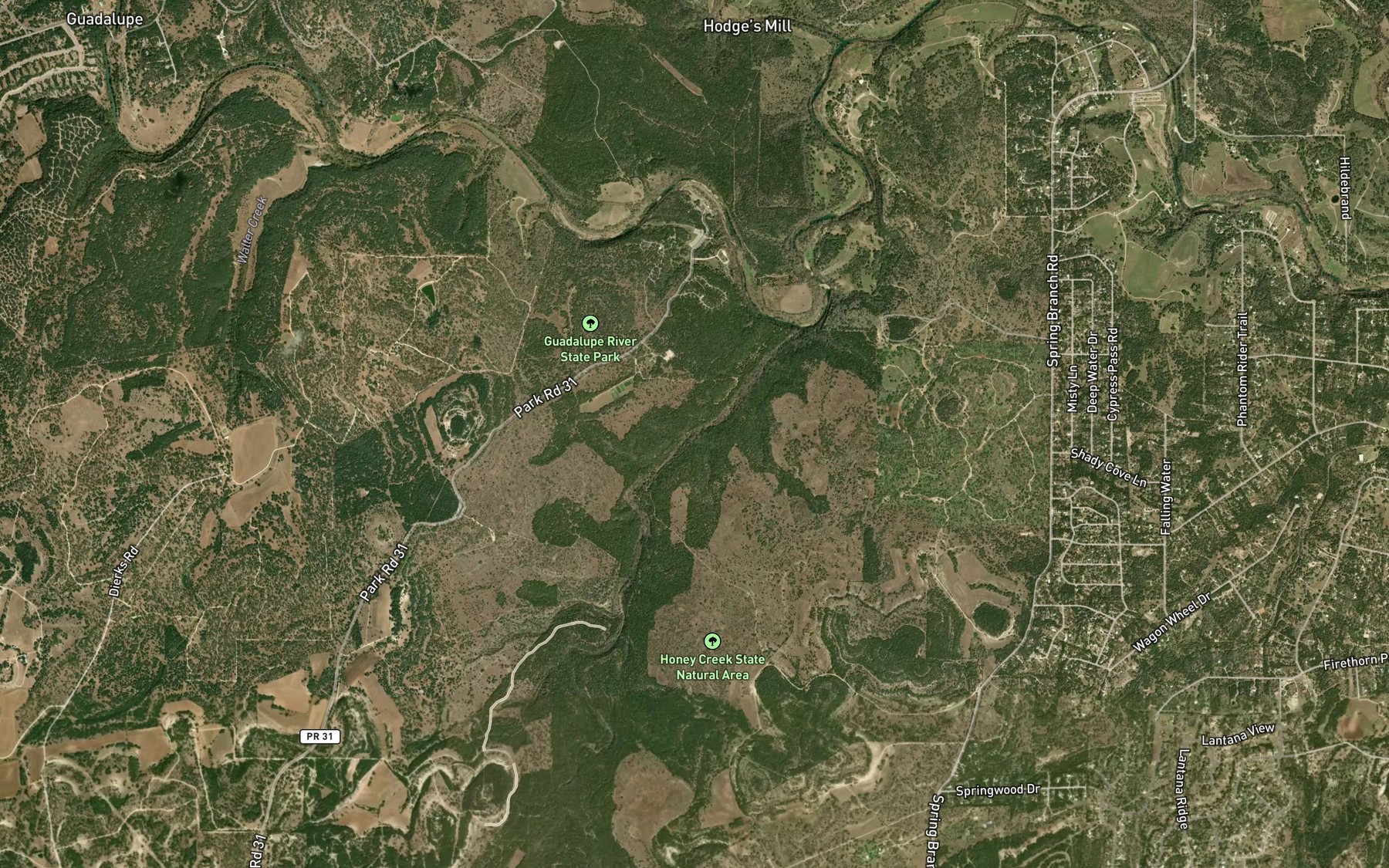 Satellite map of the Beek Spring