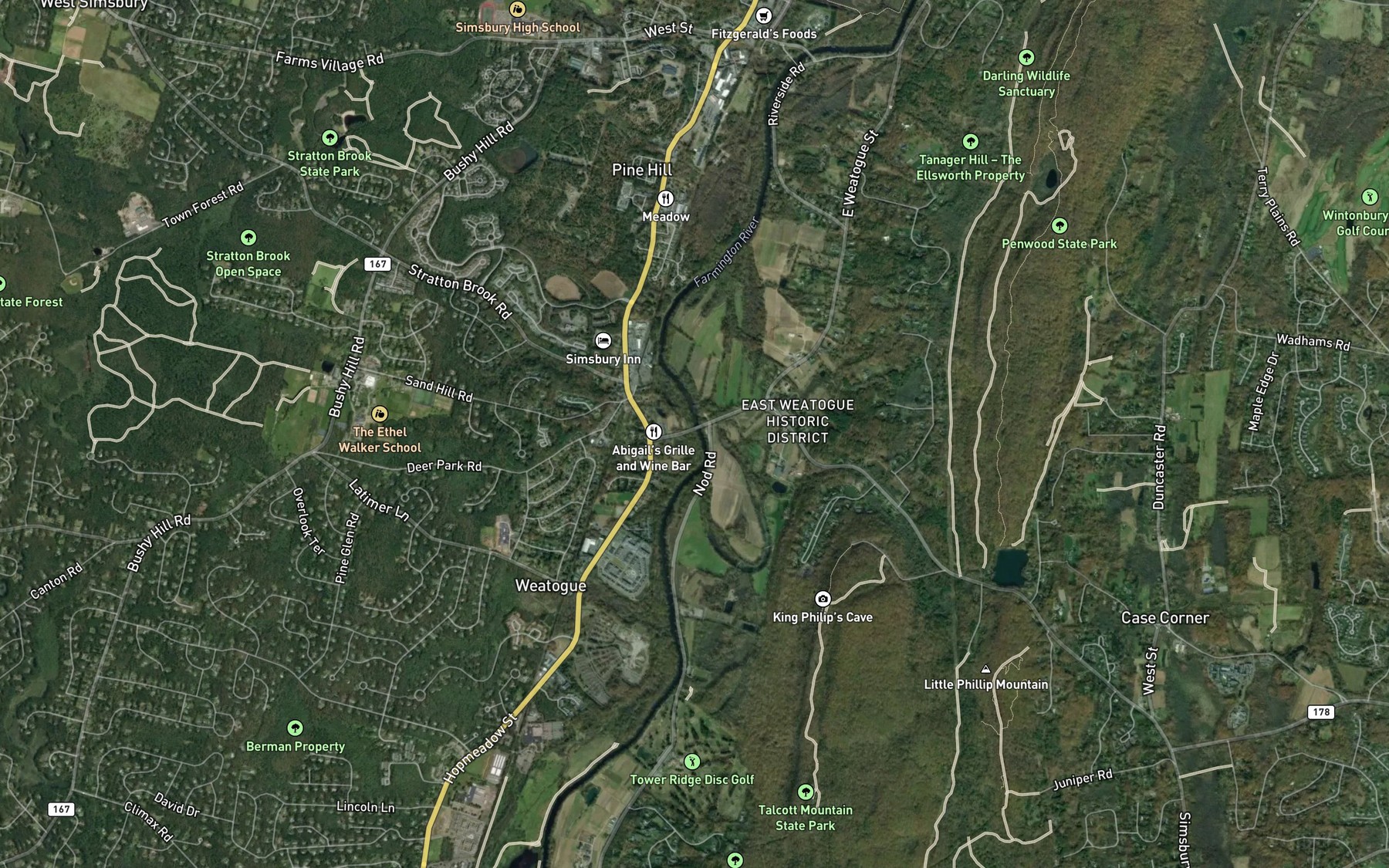 Satellite map of the Still Brook