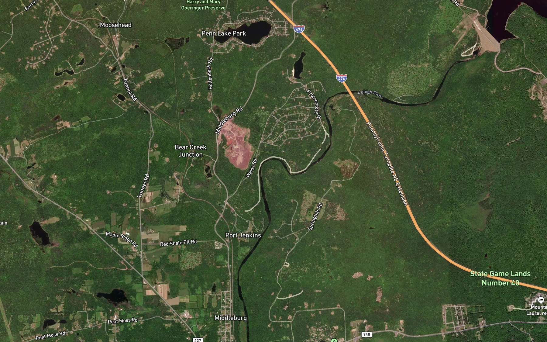Satellite map of the Devils Elbow