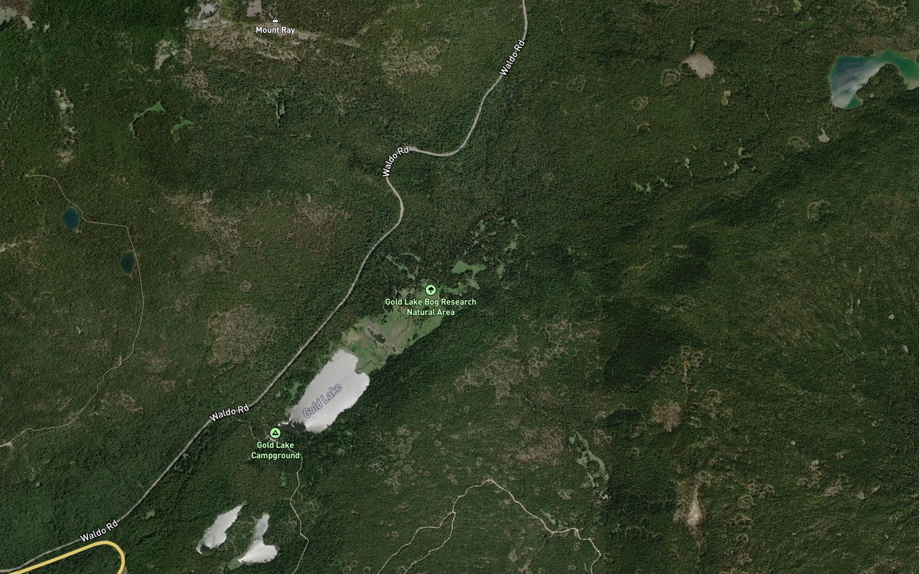 Satellite map of the Ray Creek