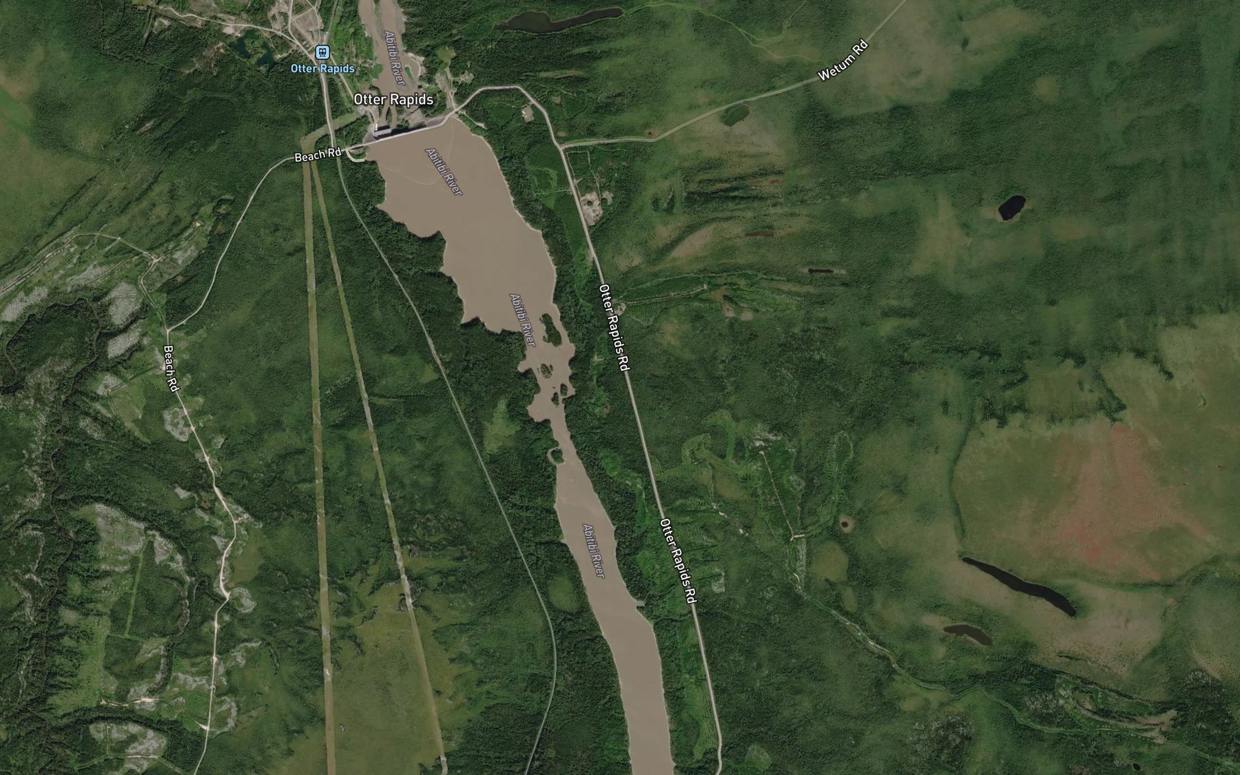 Satellite map of the Otter Rapids