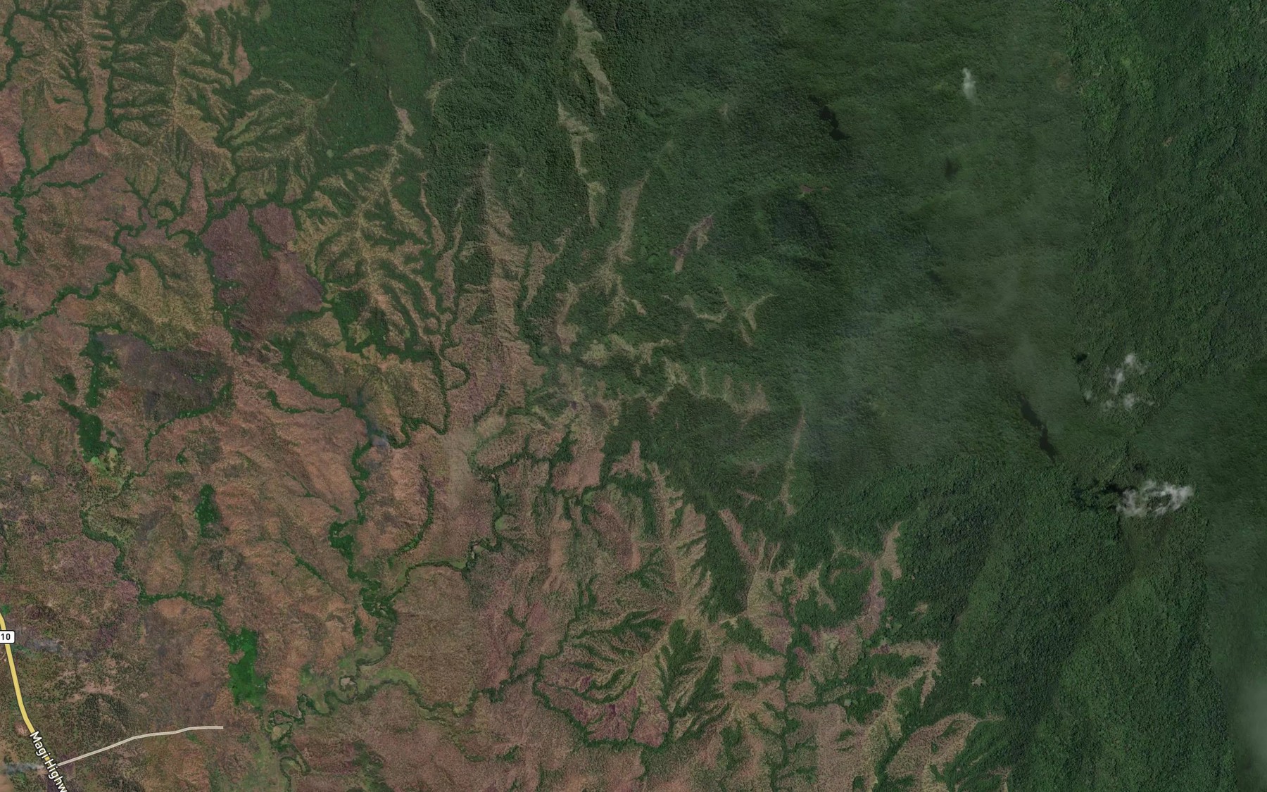 Satellite map of the Wamui Creek