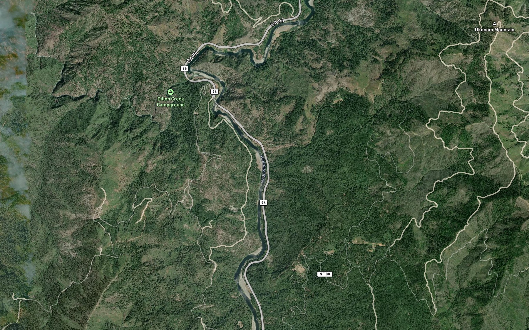 Satellite map of the Carter Creek