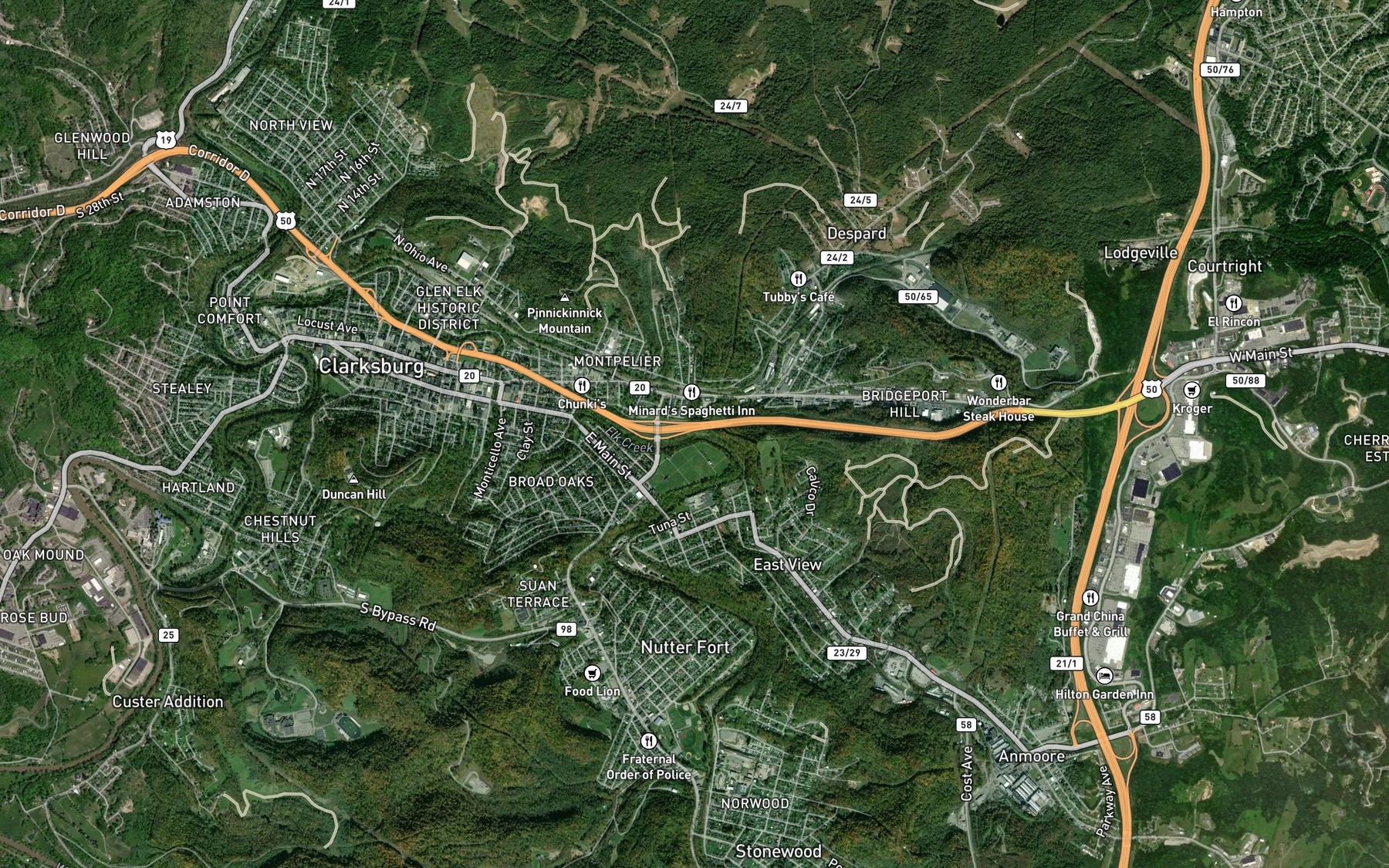 Satellite map of the Murphy Run