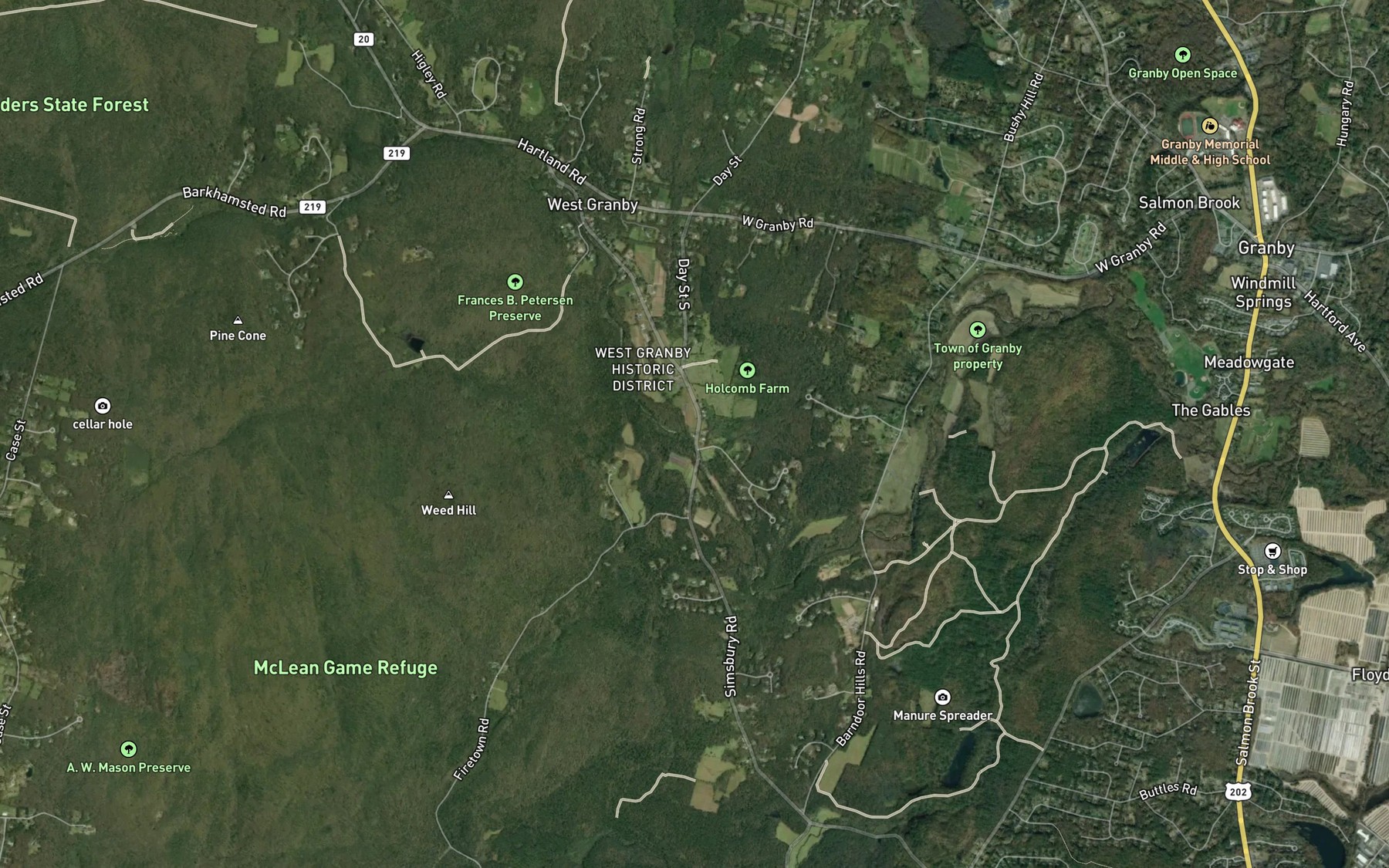Satellite map of the Kendall Brook