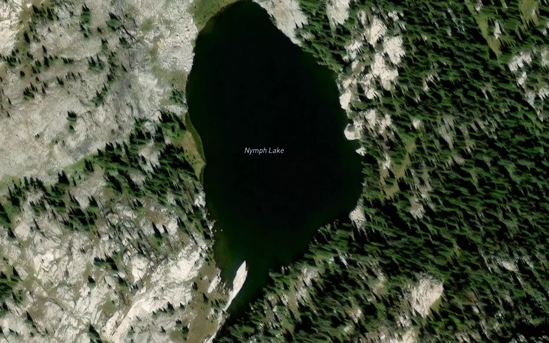 Satellite map of the Nymph Lake