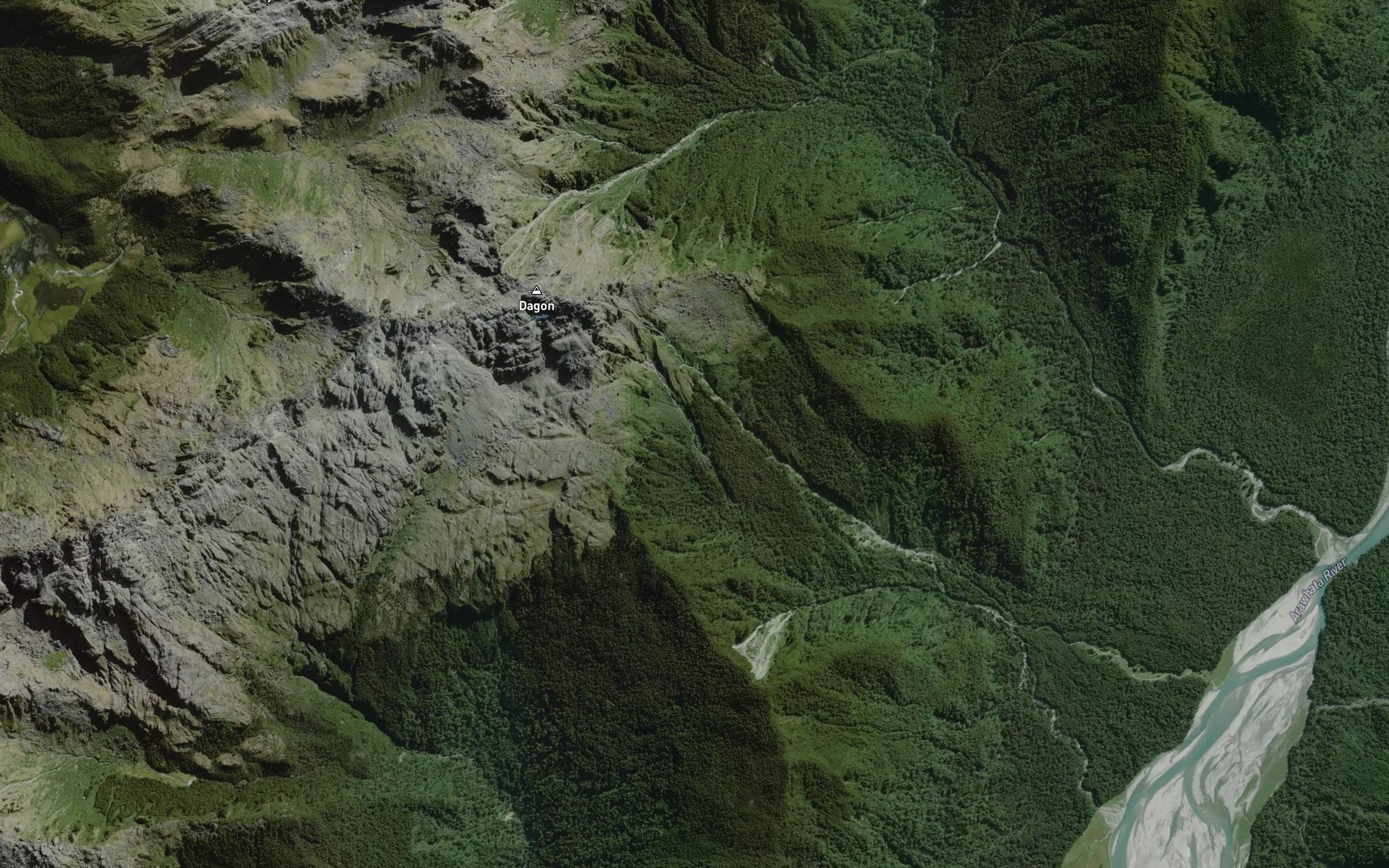 Satellite map of the Shady Creek