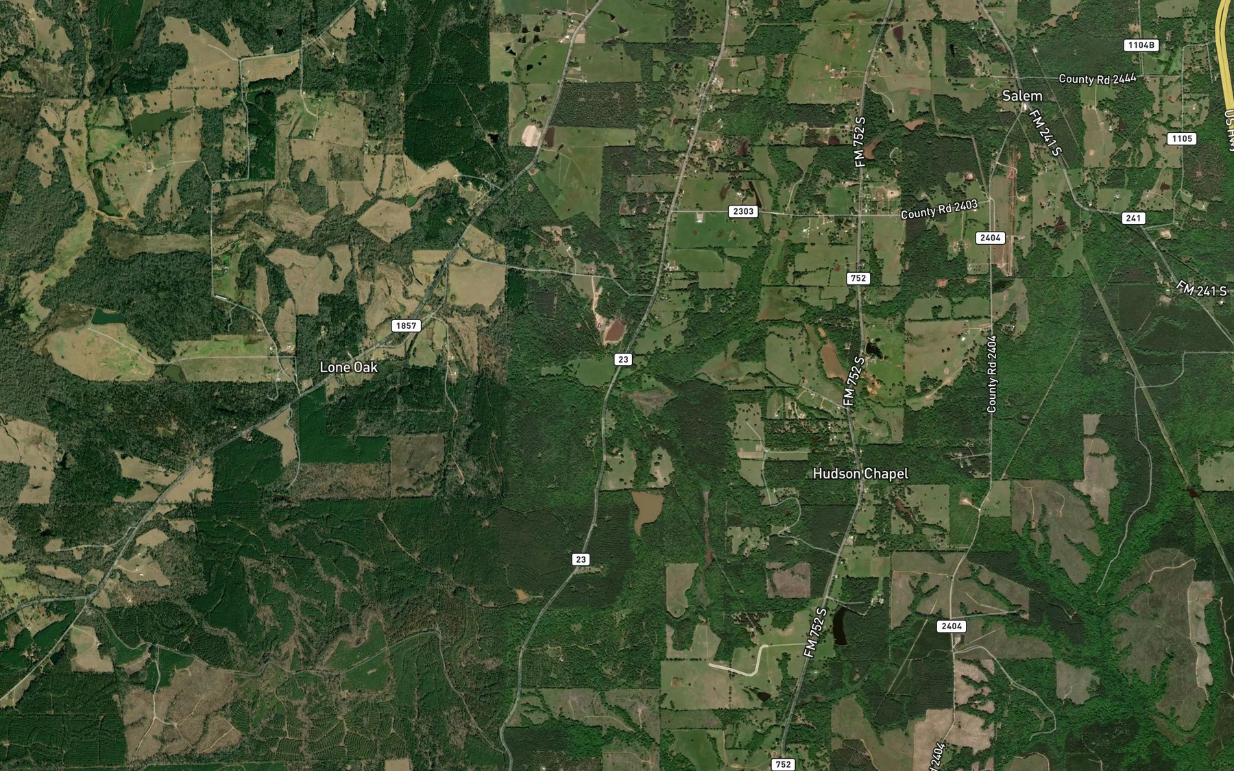 Satellite map of the Woodall Branch
