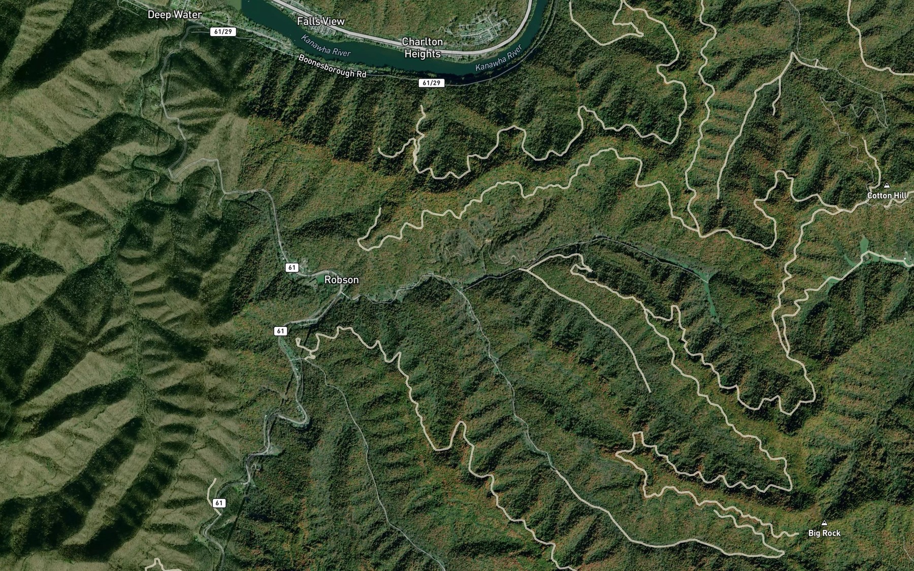 Satellite map of the Mulberry Fork
