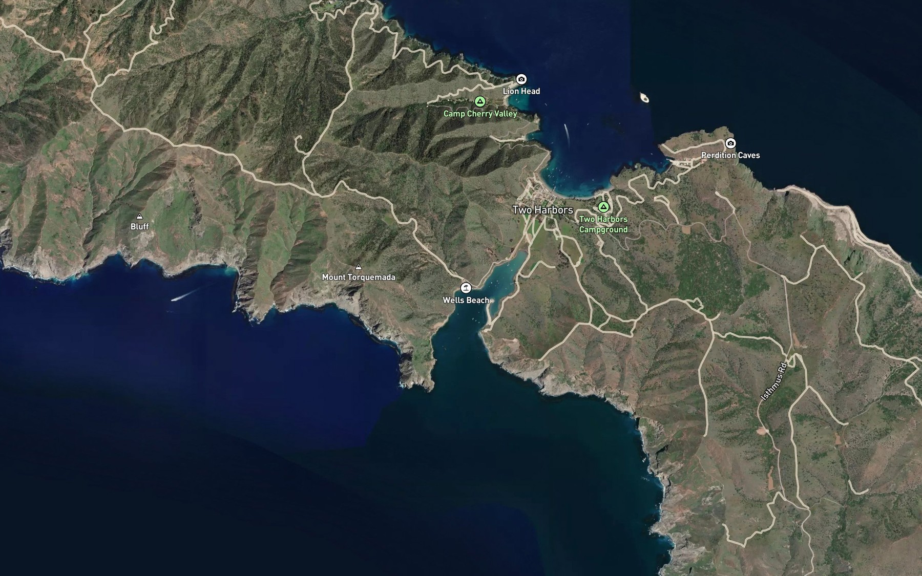 Satellite map of the Two Harbors Amphibious Terminal Seaplane Base