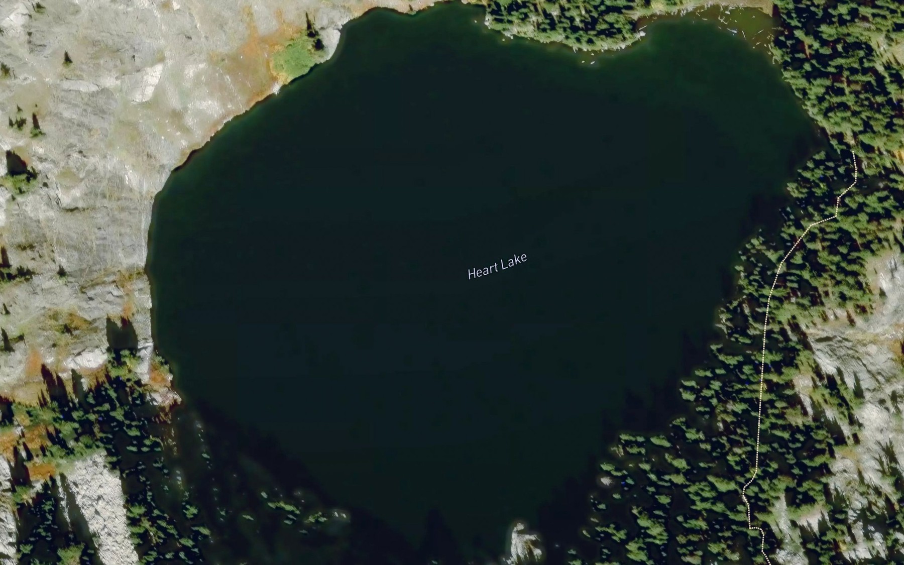 Satellite map of the Heart Lake