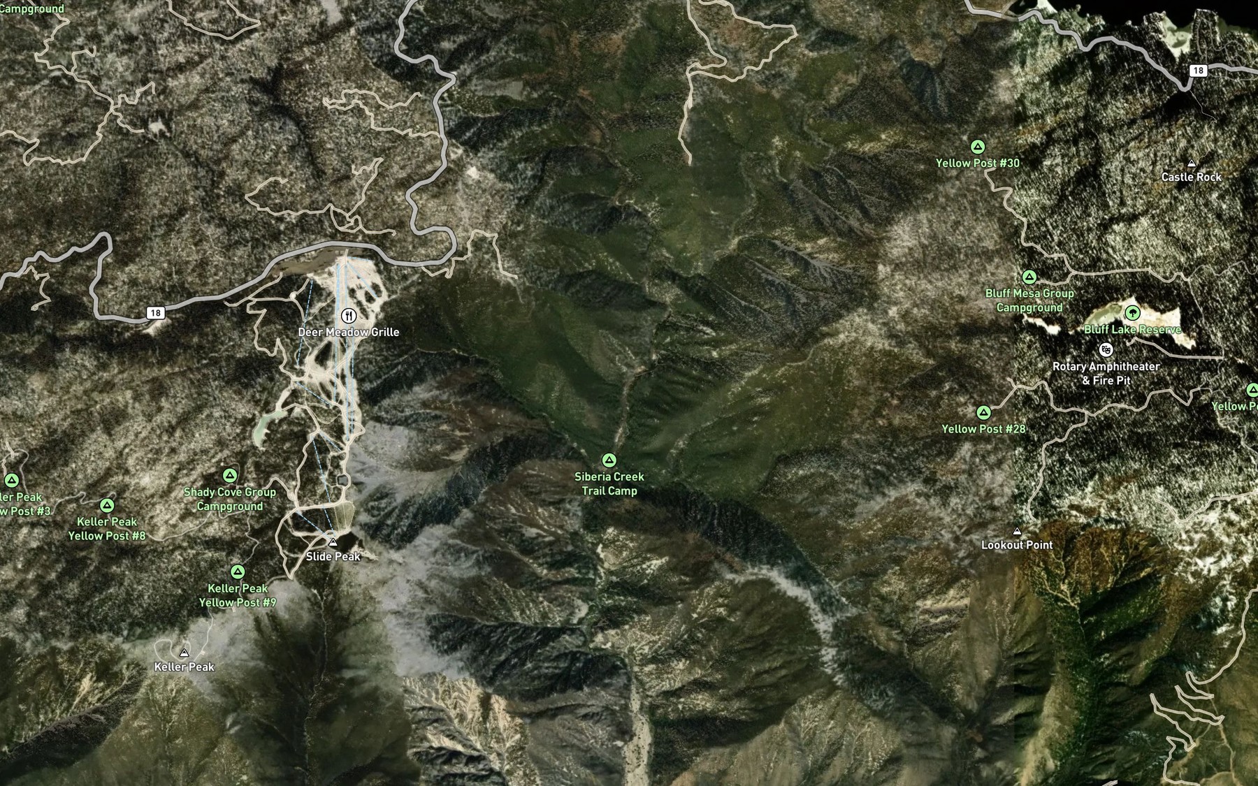 Satellite map of the Camp Creek