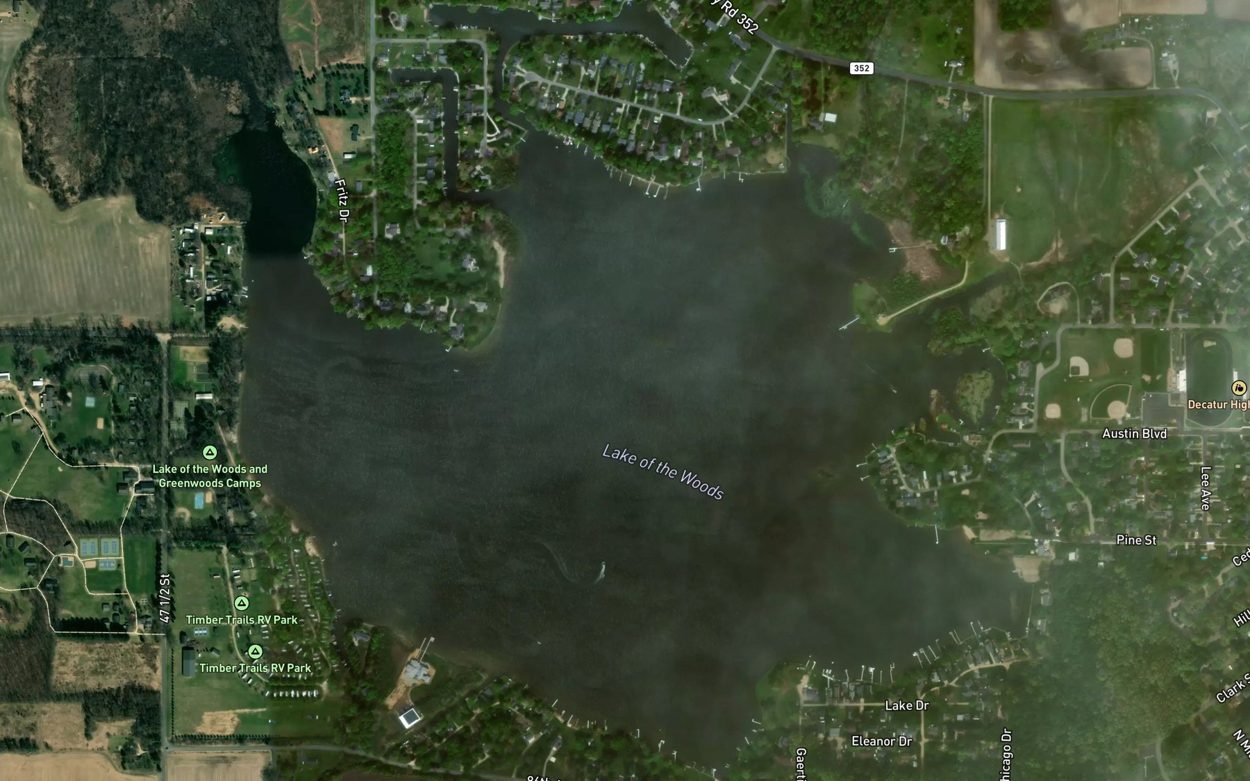 Satellite map of the Lake of the Woods