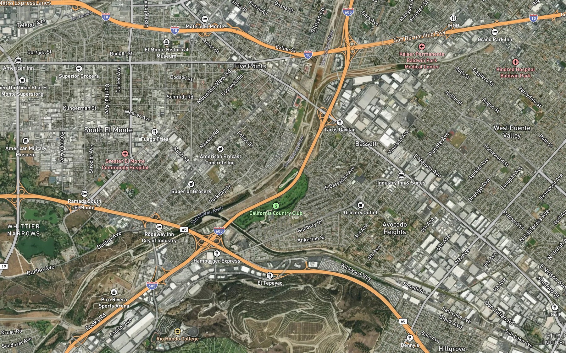 Satellite map of the Avocado Creek