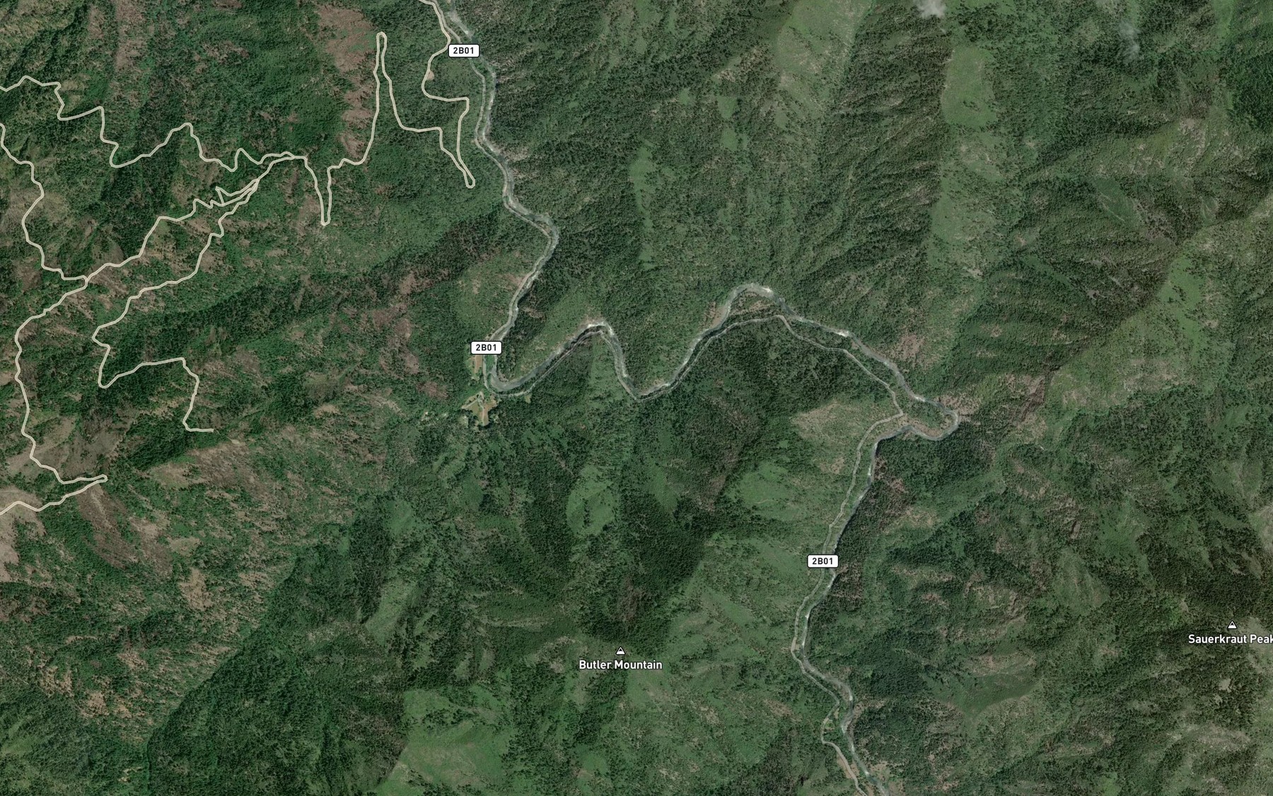 Satellite map of the Grant Creek