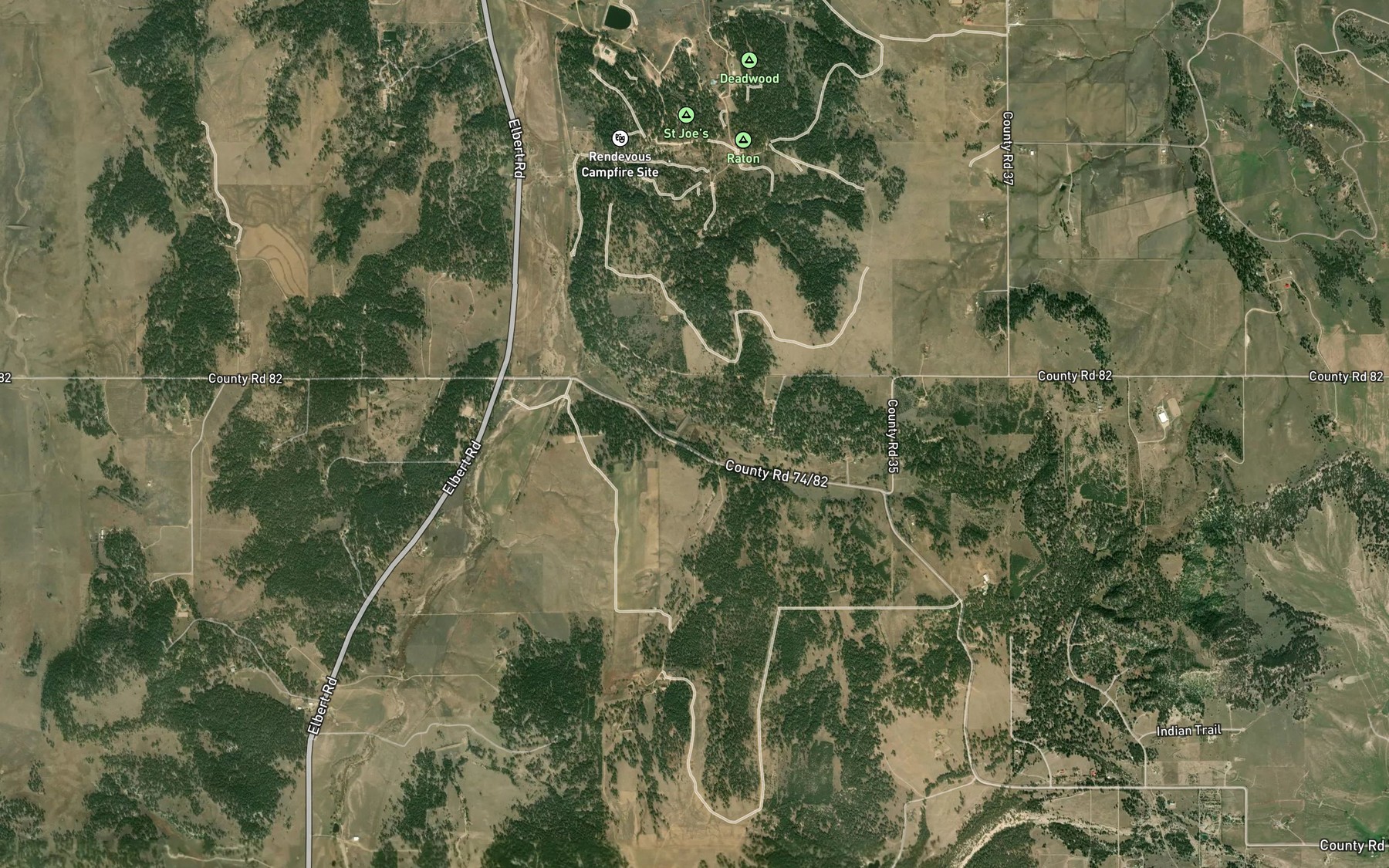 Satellite map of the Kiowa Creek Watershed R-3 Reservoir