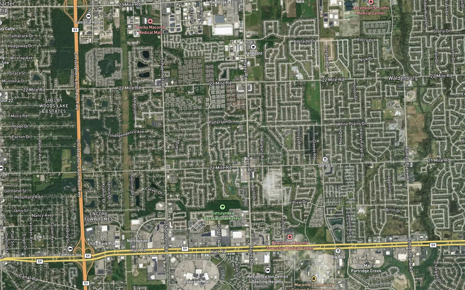 Satellite map of the Decker Drain