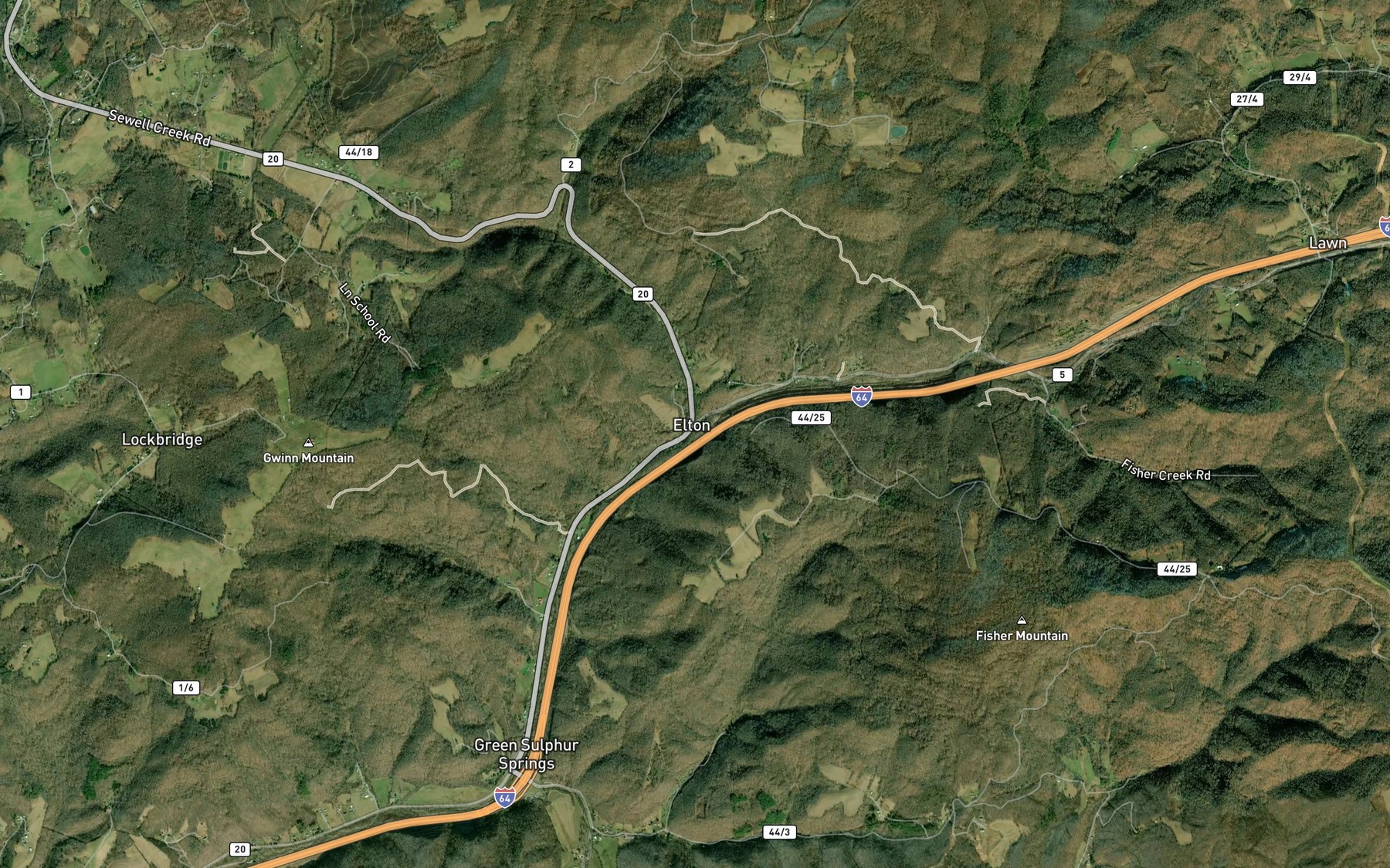 Satellite map of the Fisher Creek