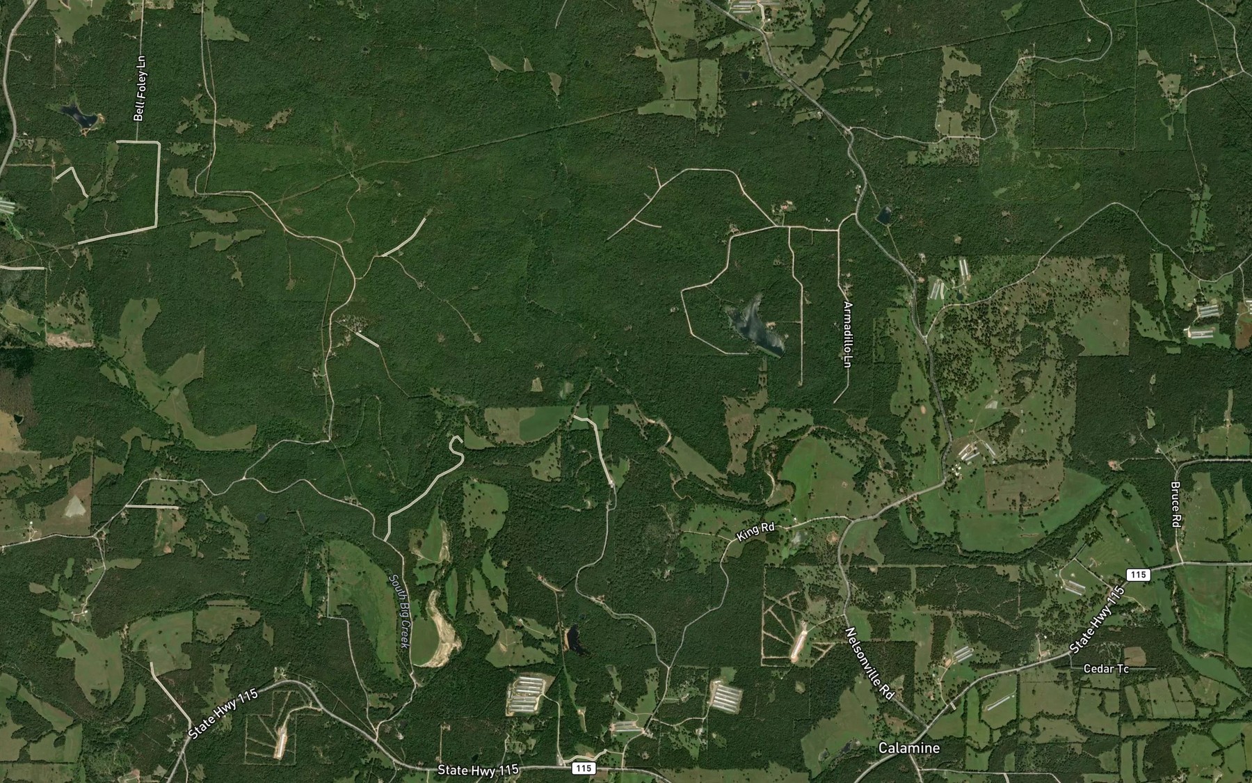 Satellite map of the Cedar Creek