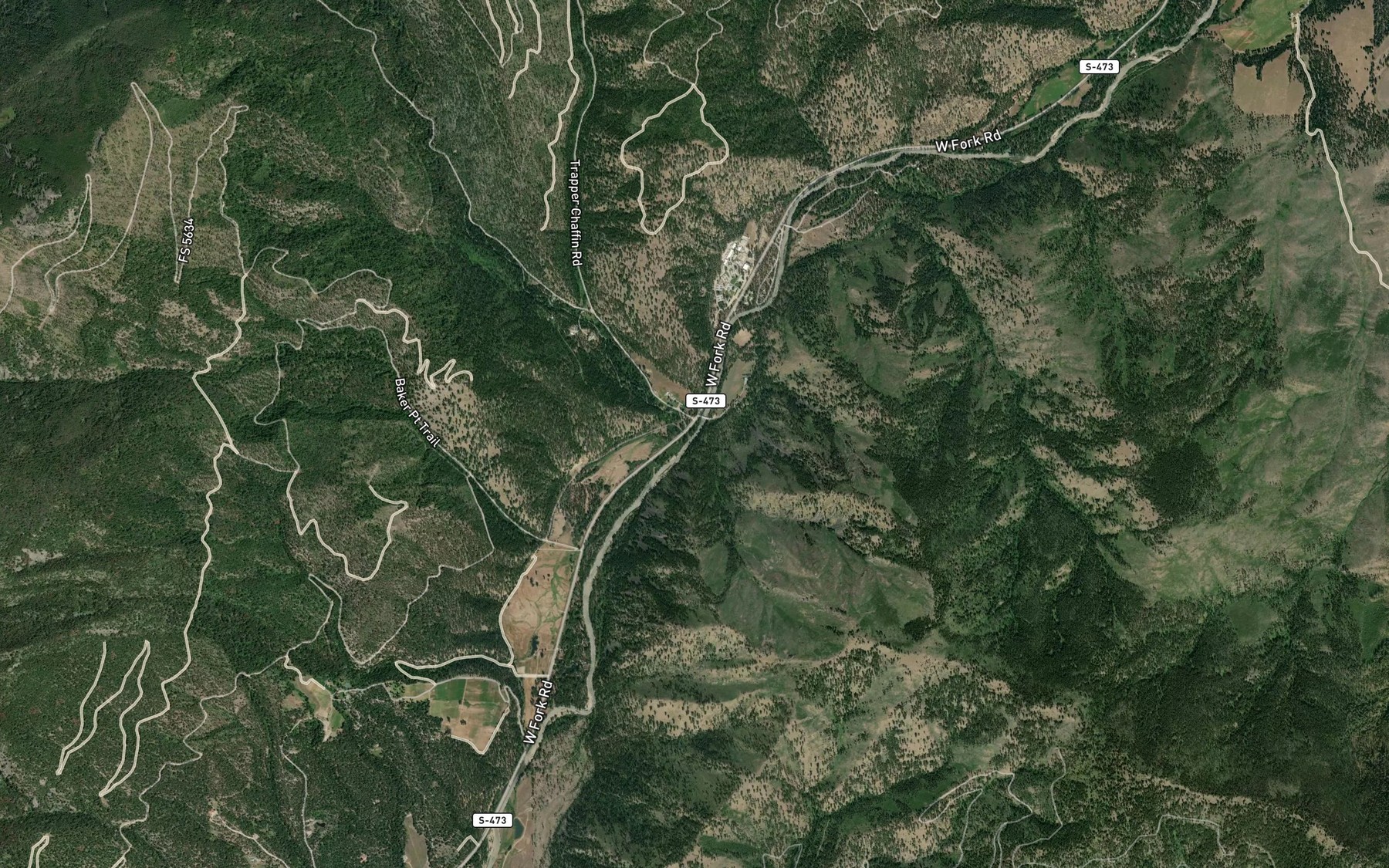 Satellite map of the Trapper Creek