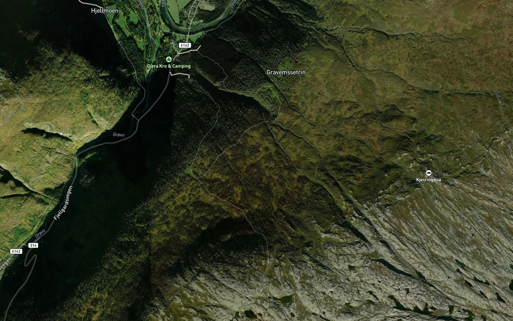 Satellite map of the Gammelseterbekken