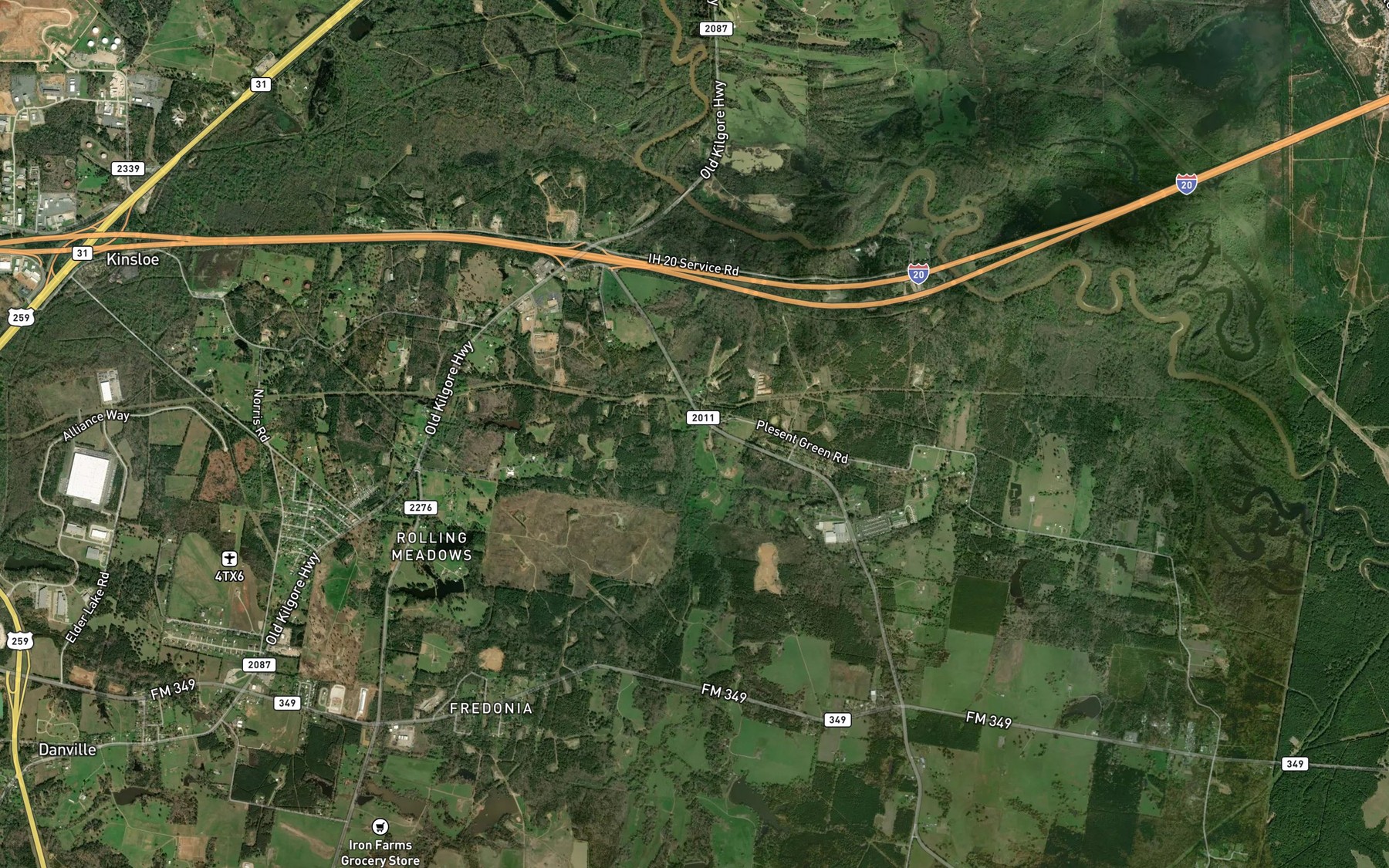 Satellite map of the Wynns Bayou