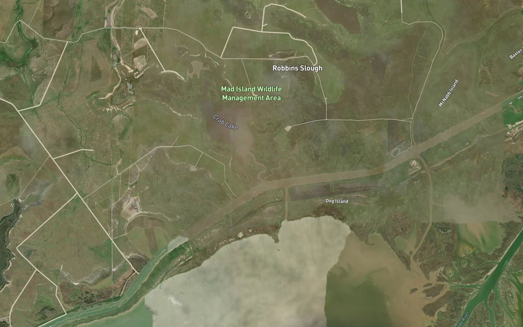Satellite map of the Crab Bayou