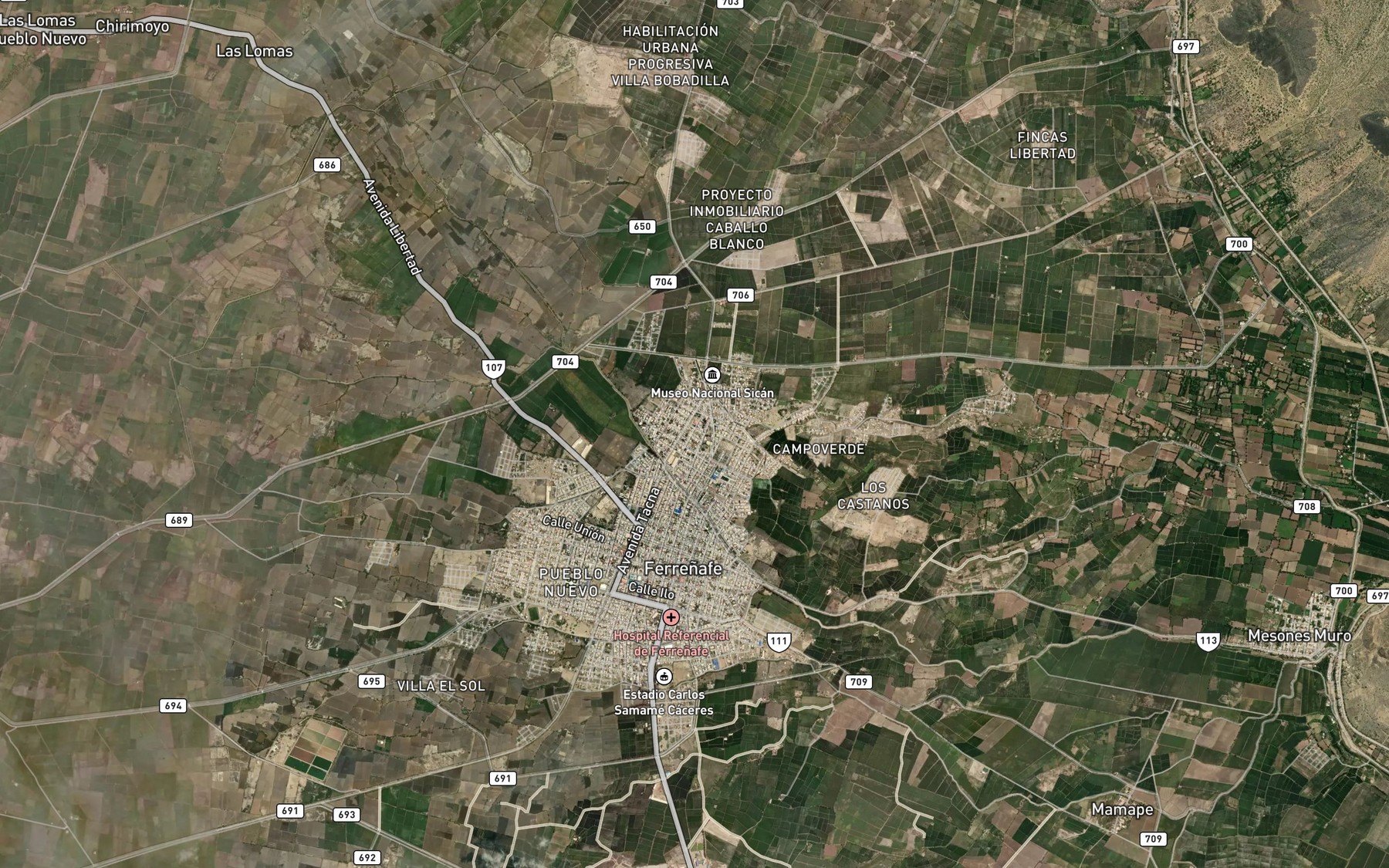 Satellite map of the Acequia Carpintero